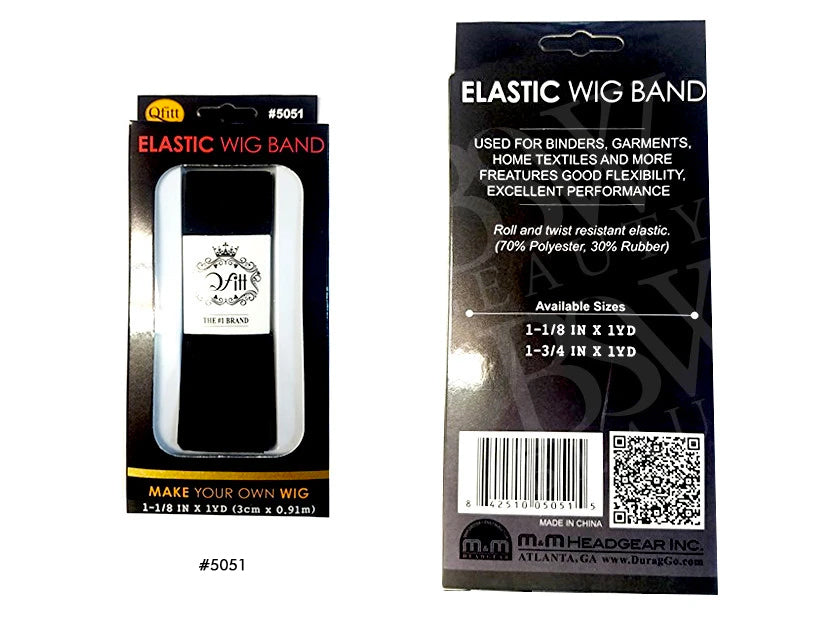 Black Adjustable Elastic Wig Band - QD Nails