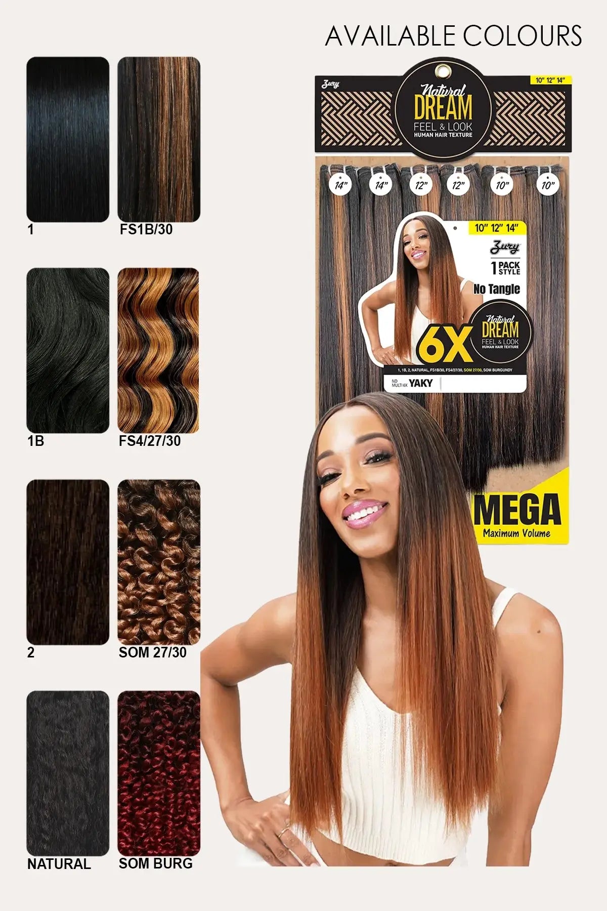 ZURY NATURAL DREAM HAIR WEAVE 6X - YAKY 101214 ZURY