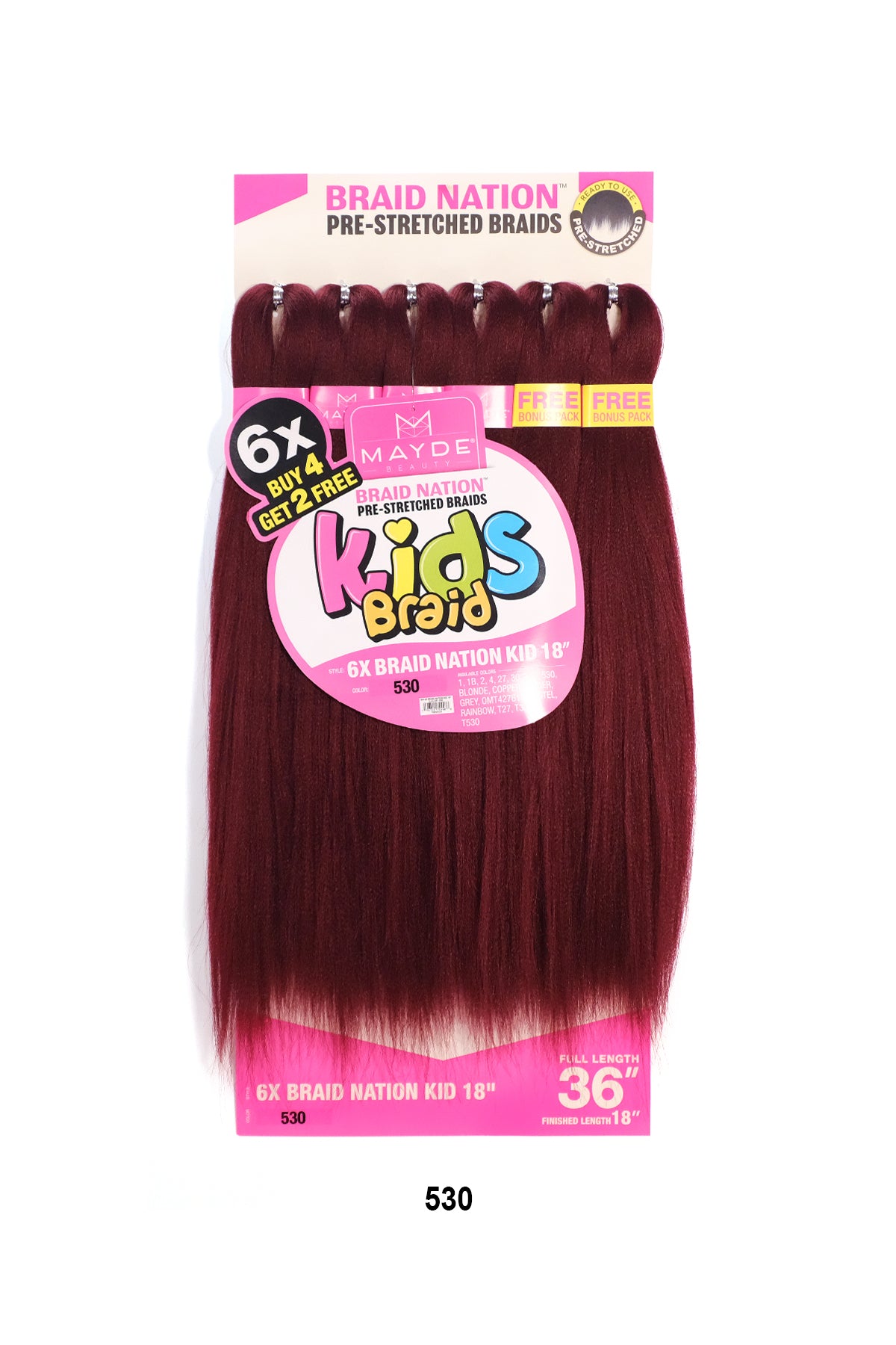 MAYDE 6X BRAID NATION PRE-STRETCHED KIDS BRAID 18