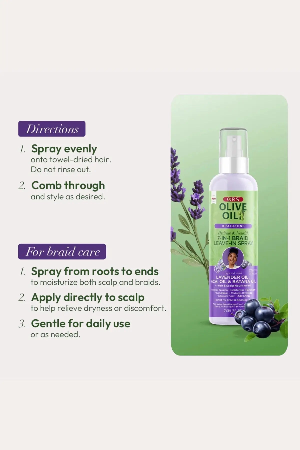 ORS OLIVE OIL BRAIDZONE 7-IN-1 BRAID LEAVE IN SPRAY 8oz ORS