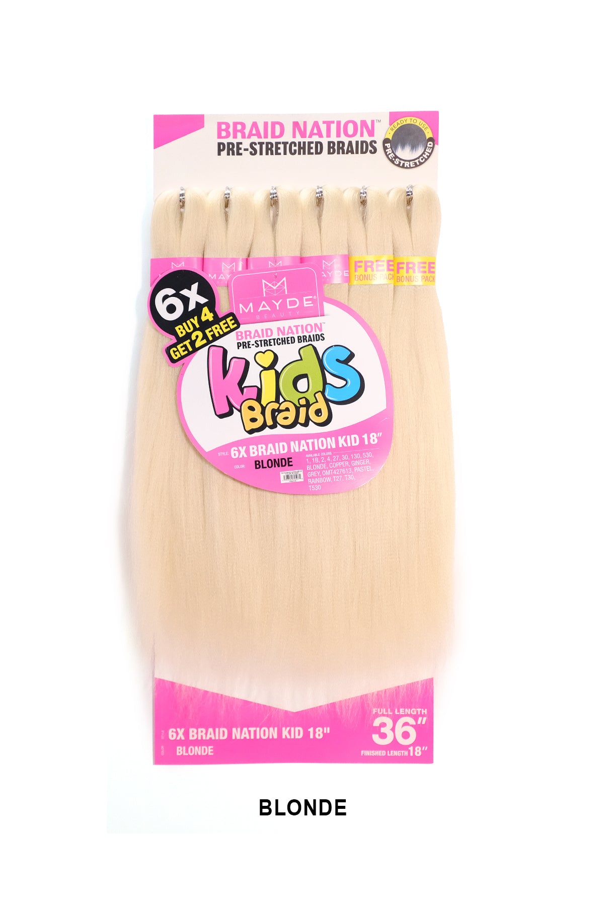 MAYDE 6X BRAID NATION PRE-STRETCHED KIDS BRAID 18" (FULL LENGTH 36")