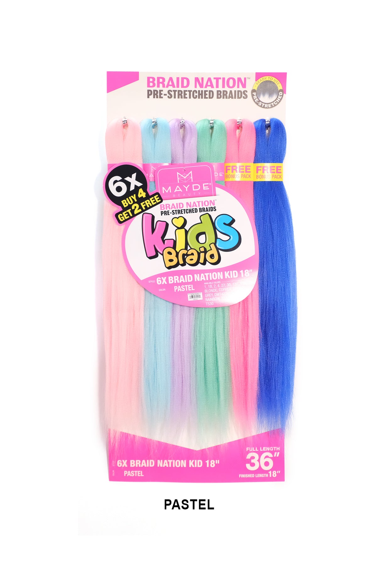 MAYDE 6X BRAID NATION PRE-STRETCHED KIDS BRAID 18