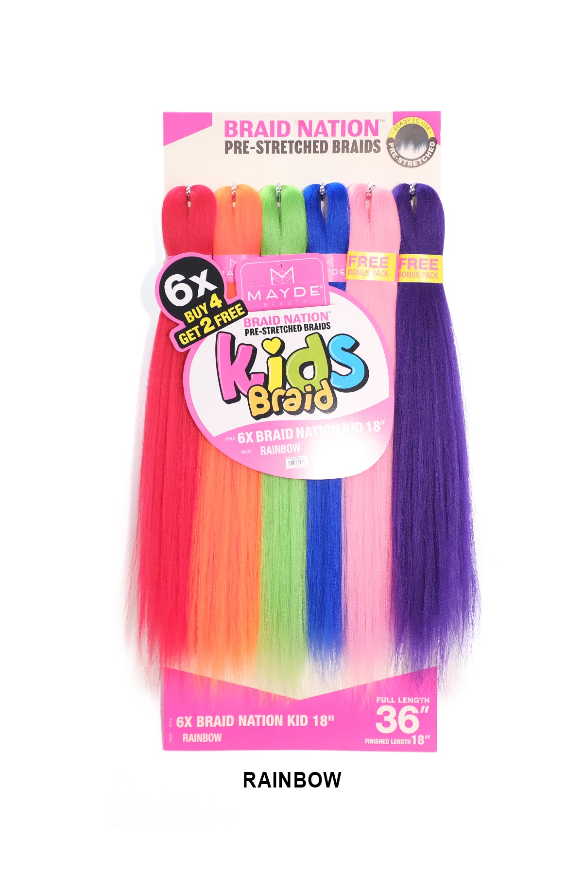 MAYDE 6X BRAID NATION PRE-STRETCHED KIDS BRAID 18" (FULL LENGTH 36")