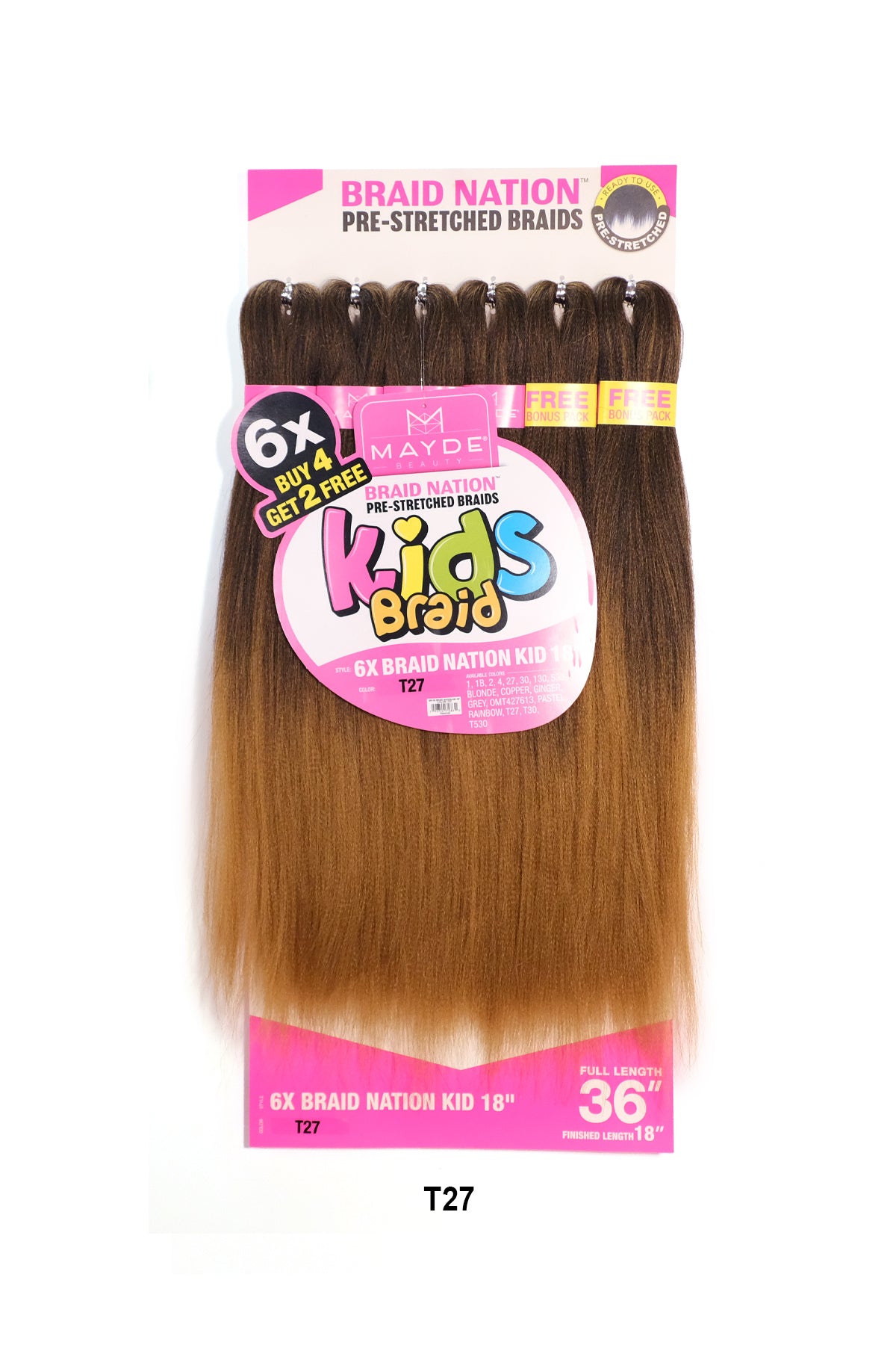 MAYDE 6X BRAID NATION PRE-STRETCHED KIDS BRAID 18
