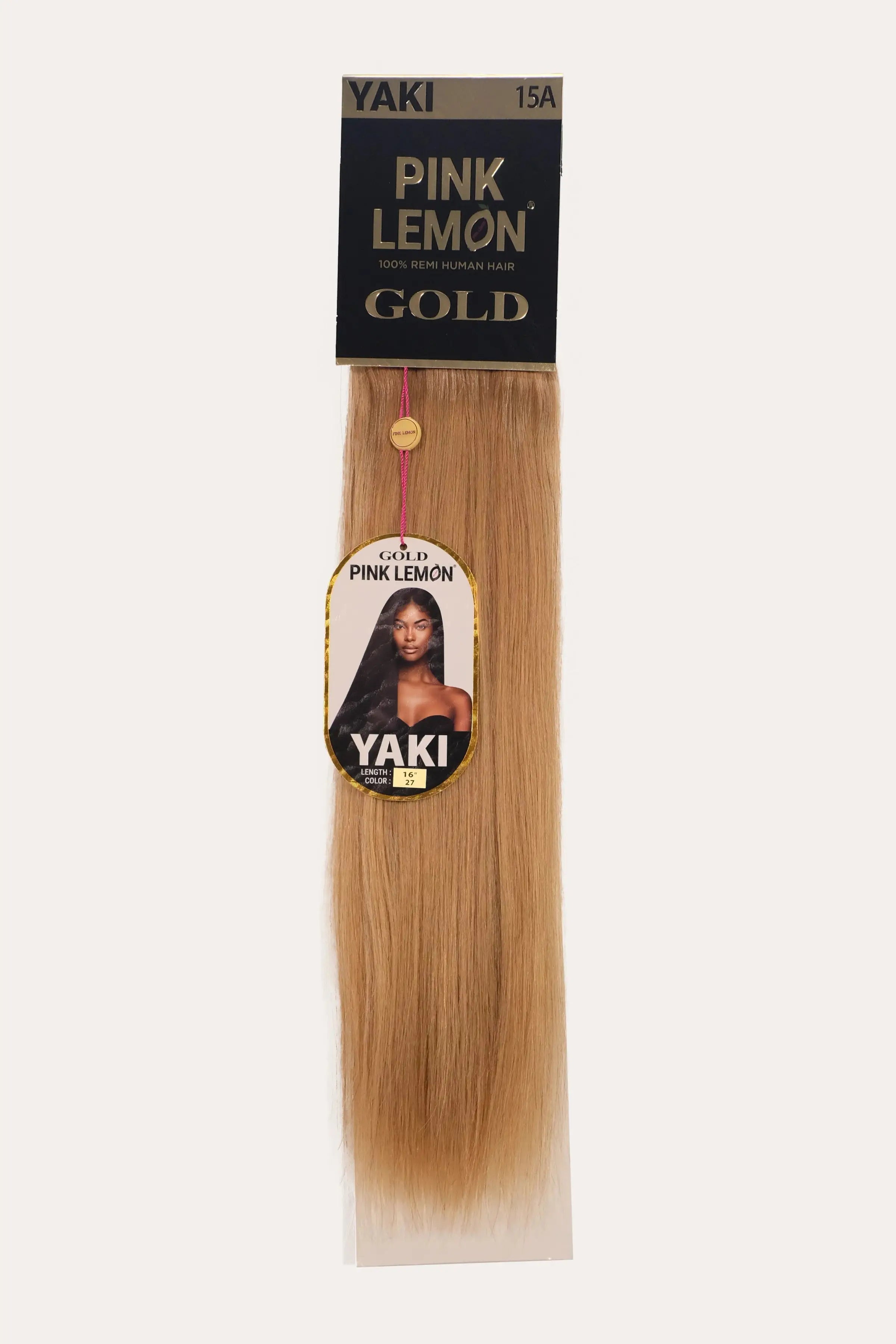 PINK LEMON GOLD 100% REMI HUMAN HAIR WEAVE - YAKI 16" PINK LEMON
