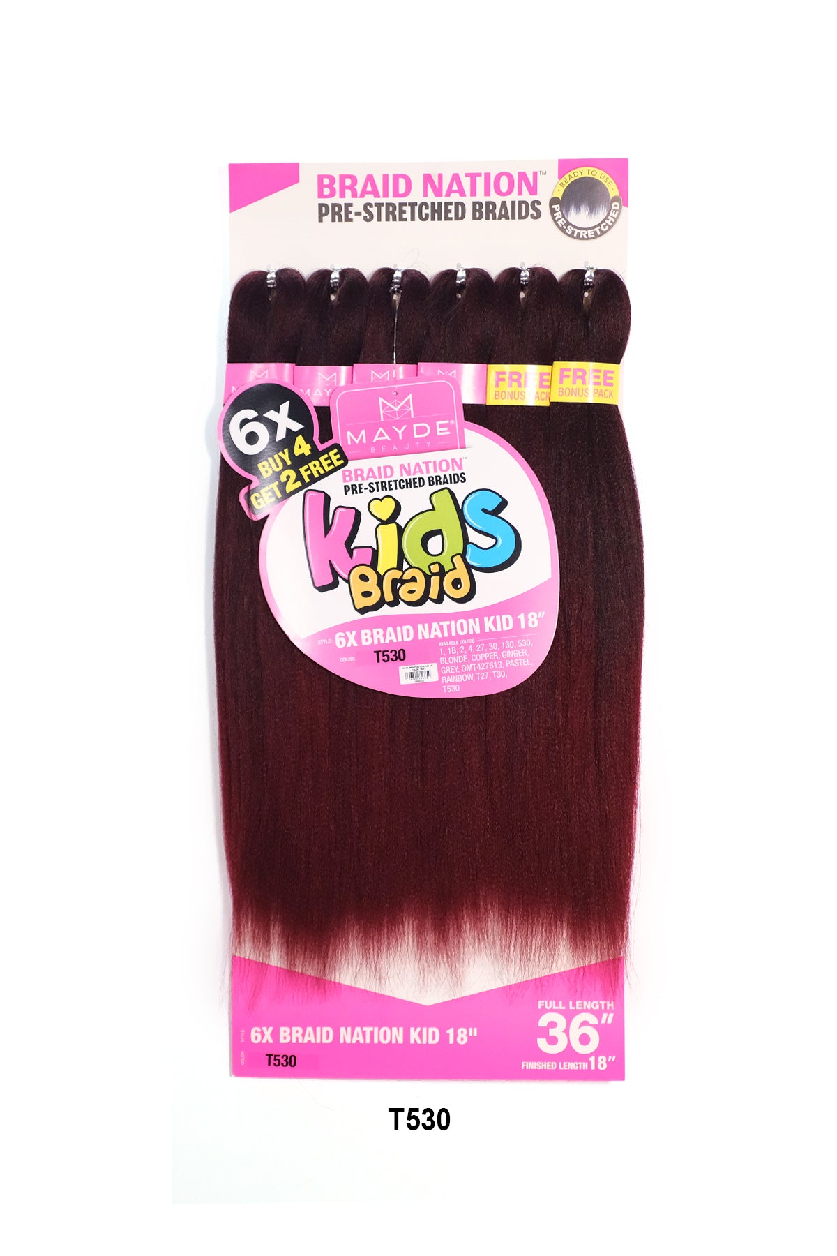 MAYDE 6X BRAID NATION PRE-STRETCHED KIDS BRAID 18" (FULL LENGTH 36")