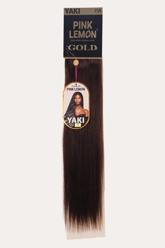 PINK LEMON GOLD 100% REMI HUMAN HAIR WEAVE - YAKI 18" PINK LEMON