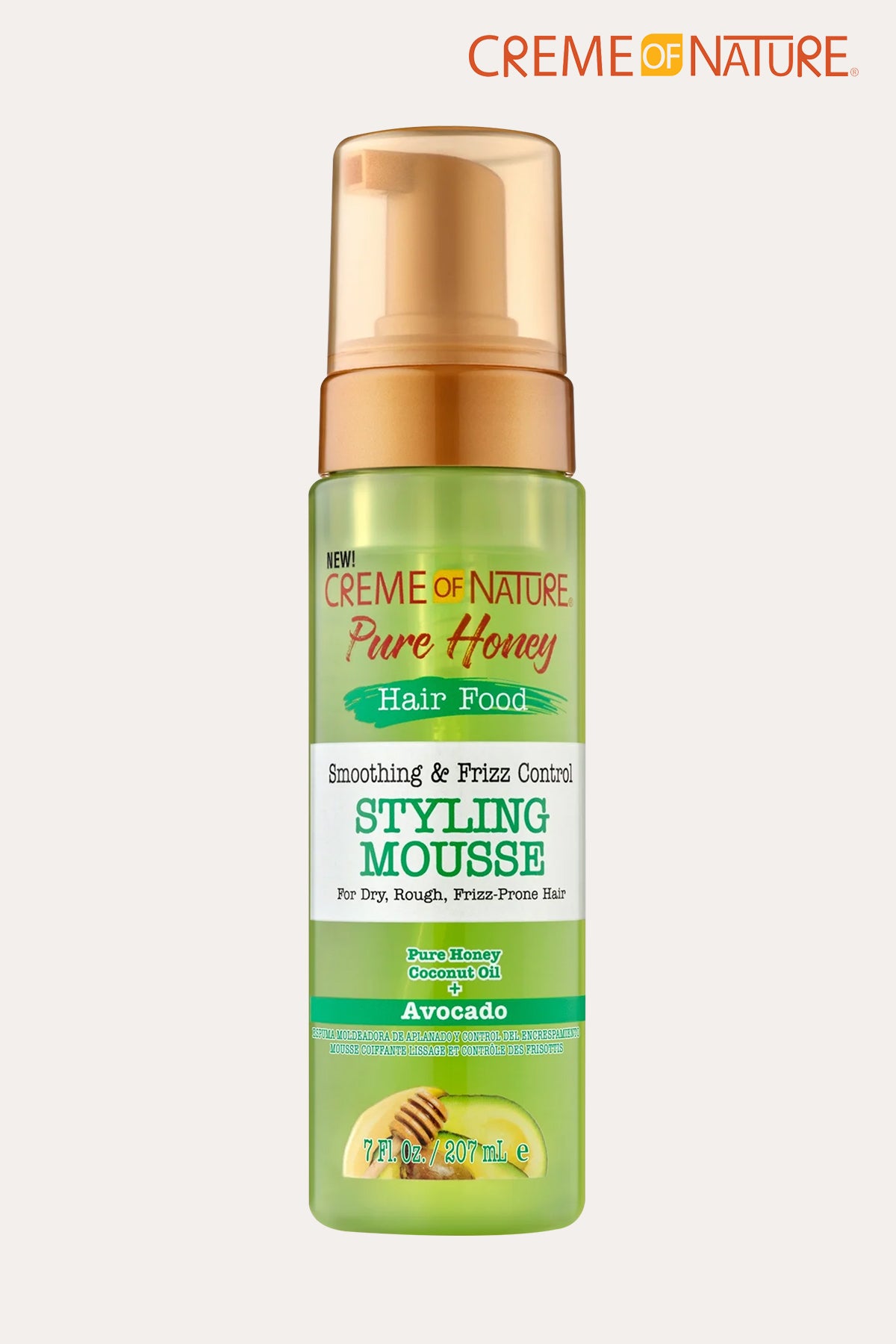 CREME OF NATURE PURE HONEY HAIR FOOD SMOOTHING & FRIZZ CONTROL STYLING MOUSSE AVOCADO 7oz - BSW BEAUTY CANADA