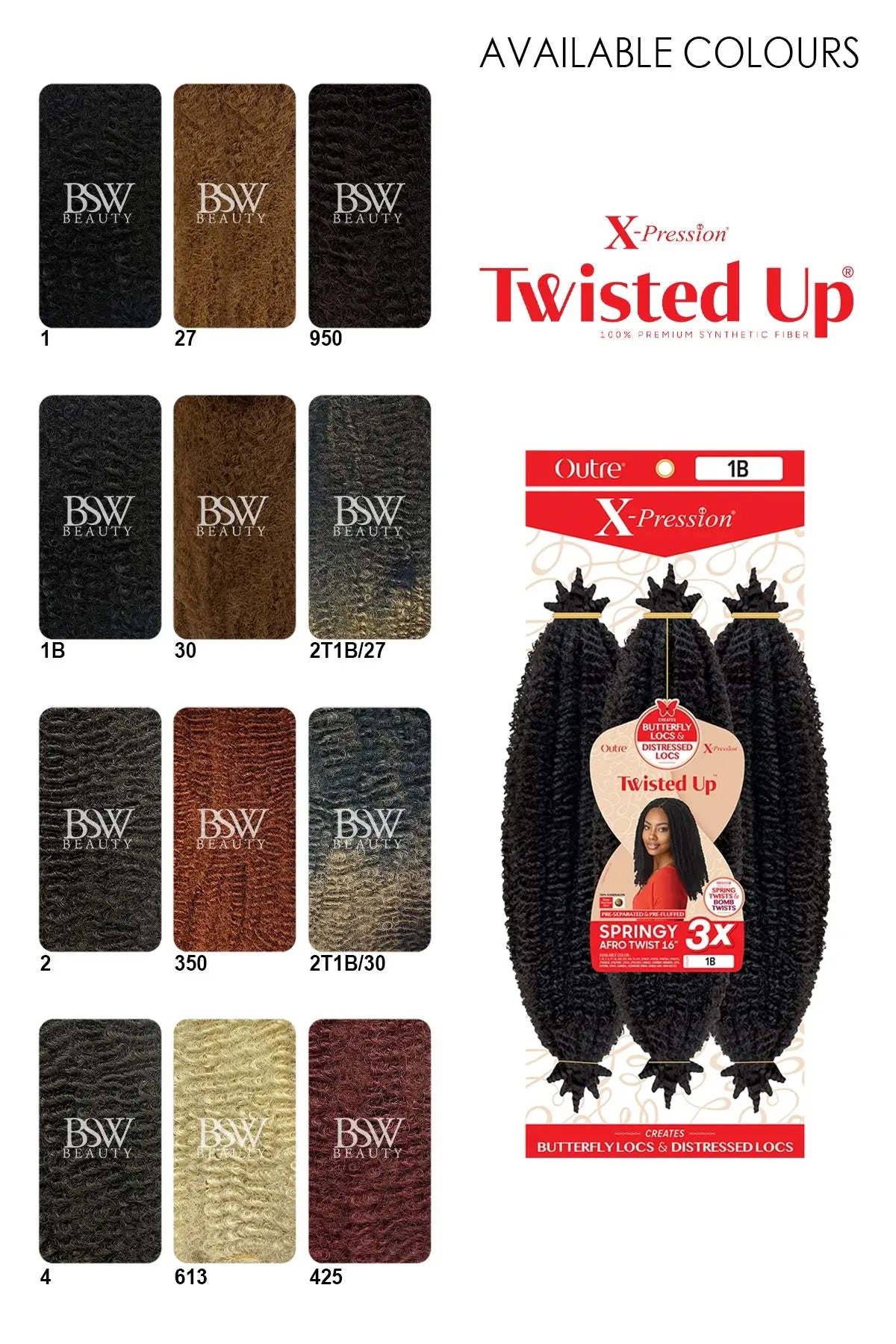 OUTRE X-PRESSION CROCHET BRAID TWISTED UP 3X SPRINGY AFRO TWIST - 16" - BSW BEAUTY CANADA