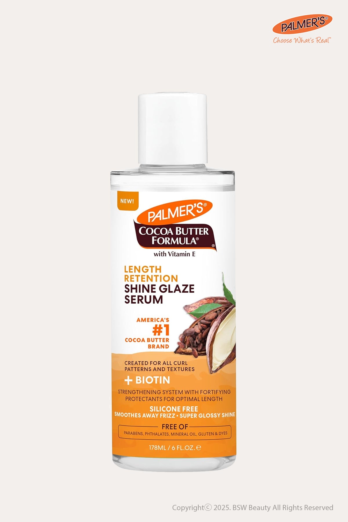 PALMER'S COCOA BUTTER FORMULA LENGTH RETENTION SHINE GLAZE SERUM 6oz - BSW BEAUTY CANADA