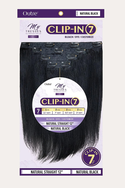 OUTRE MY TRESSES PURPLE LABEL CLIP-IN 7PCS - NATURAL STRAIGHT 12" - BSW BEAUTY CANADA