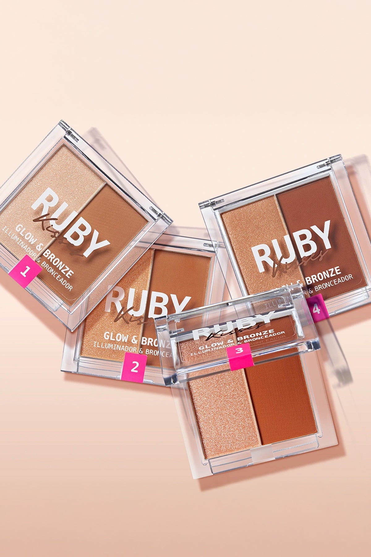 RUBY KISSES GLOW & BRONZE HIGHLIGHTER BRONZER 2IN1 PRESSED POWDER COMPACT - BSW BEAUTY CANADA
