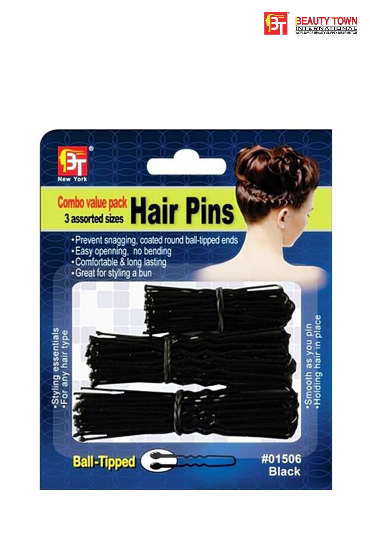 BEAUTY TOWN COMBO VALUE PACK 3 ASSORTED SIZES HAIR PINS - BSW BEAUTY CANADA