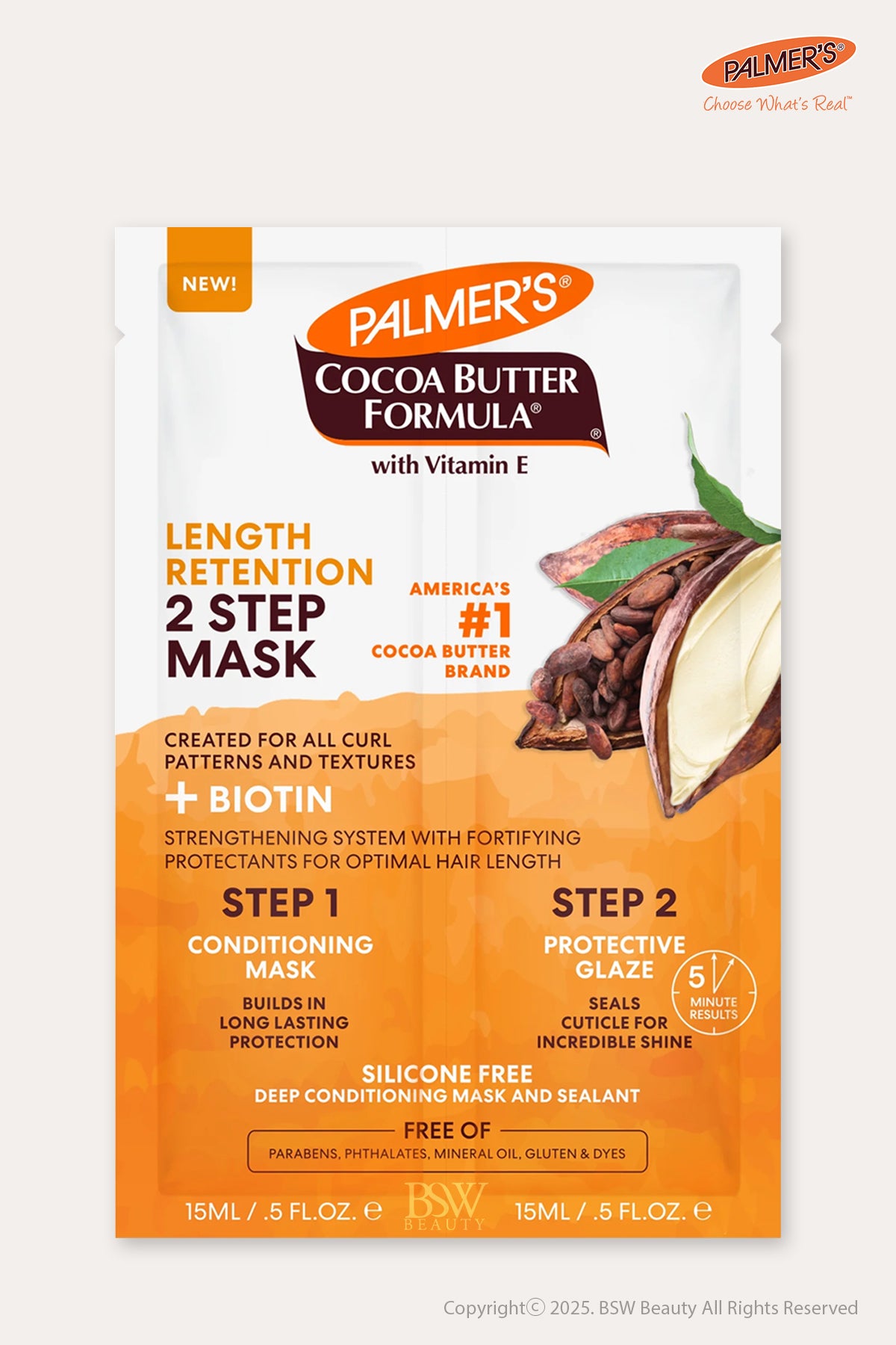 PALMER'S COCOA BUTTER FORMULA LENGTH RETENTION 2 STEP MASK 0.5 oz - BSW BEAUTY CANADA
