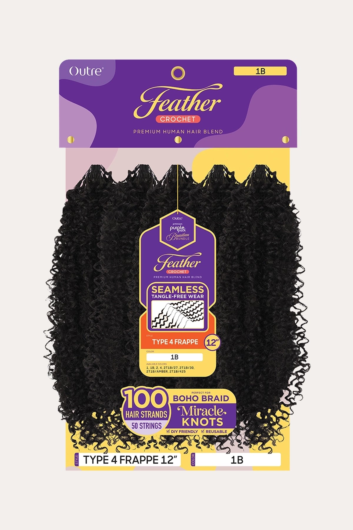 OUTRE PURPLE PACK BRAZILIAN FEATHER CROCHET TYPE 4 FRAPPE 12"