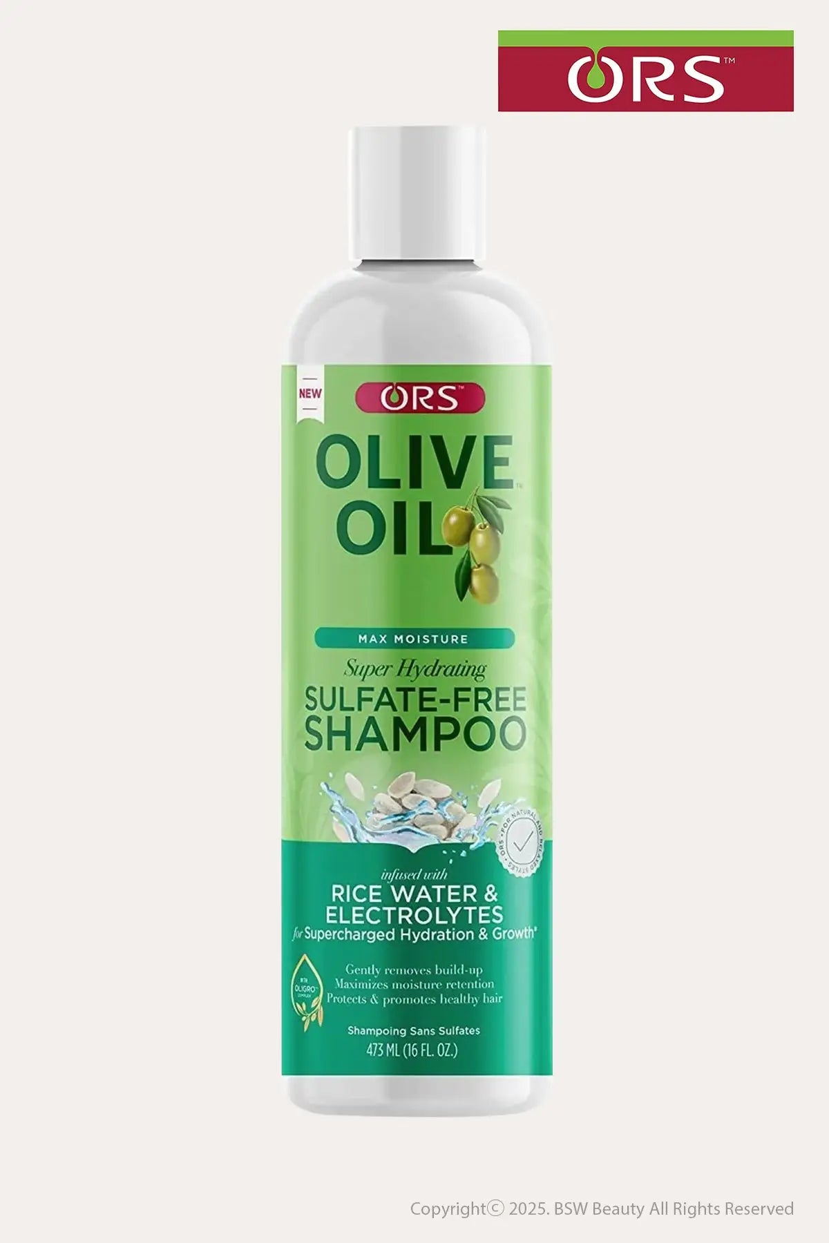 ORS MAX MOISTURE OLIVE OIL SULFATE-FREE SHAMPOO RICE WATER & ELECTROLYTES 16oz - BSW BEAUTY CANADA
