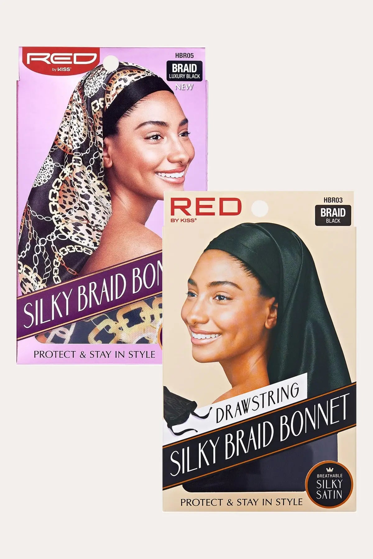 RED BY KISS DRAWSTRING SILKY BRAID BONNET