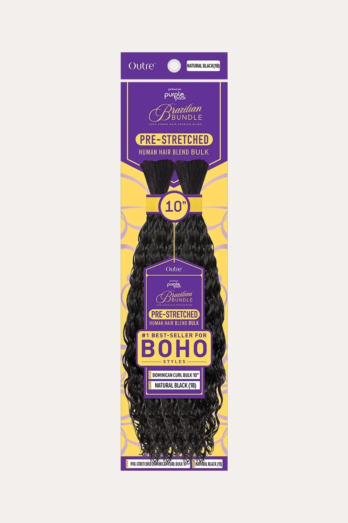 OUTRE PURPLE PACK BRAZILIAN BUNDLE PRE- STRETCHED - DOMINICAN CURL BULK 10" OUTRE