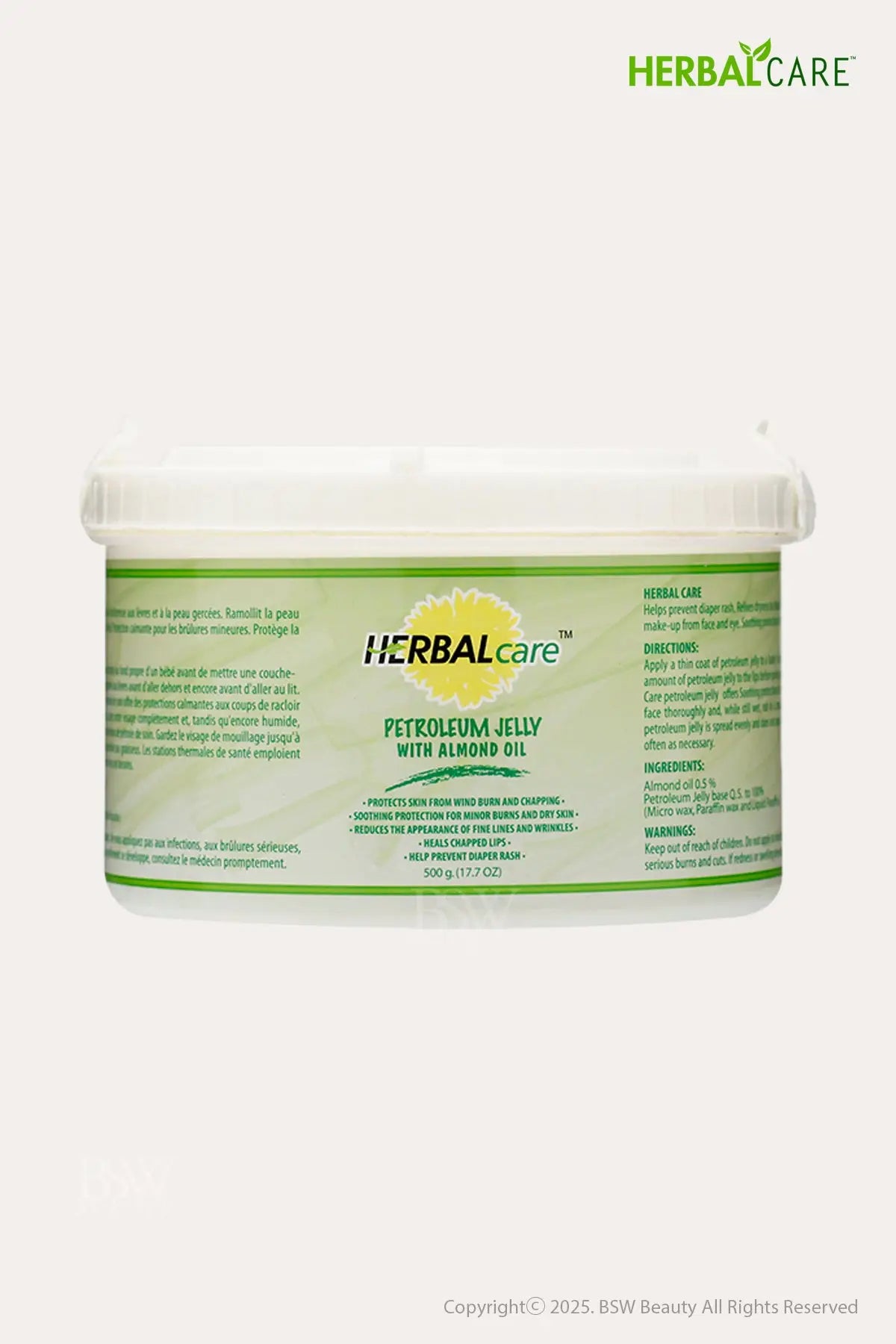 HERBAL CARE PETROLEUM JELLY WITH ALMOND OIL 17.7oz - BSW BEAUTY CANADA