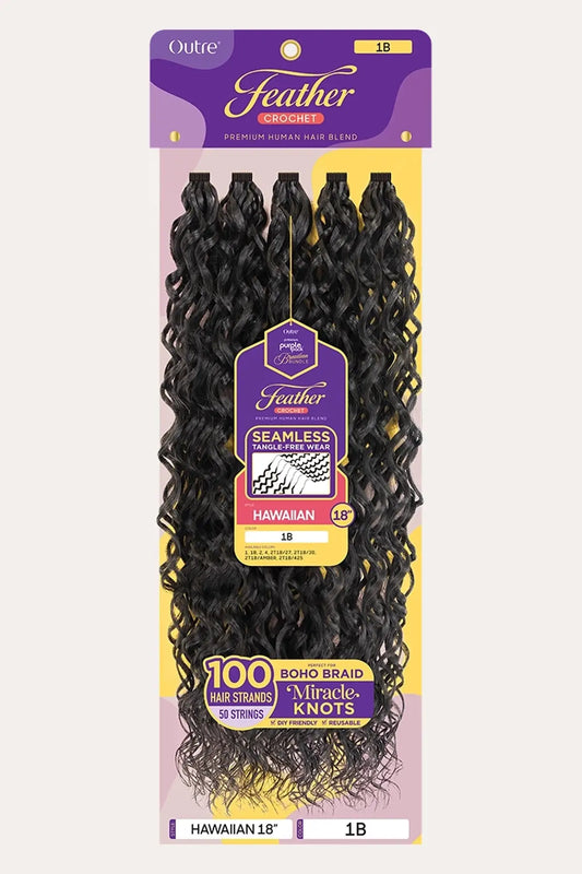OUTRE PURPLE PACK BRAZILIAN FEATHER CROCHET HAWAIIAN 18" OUTRE