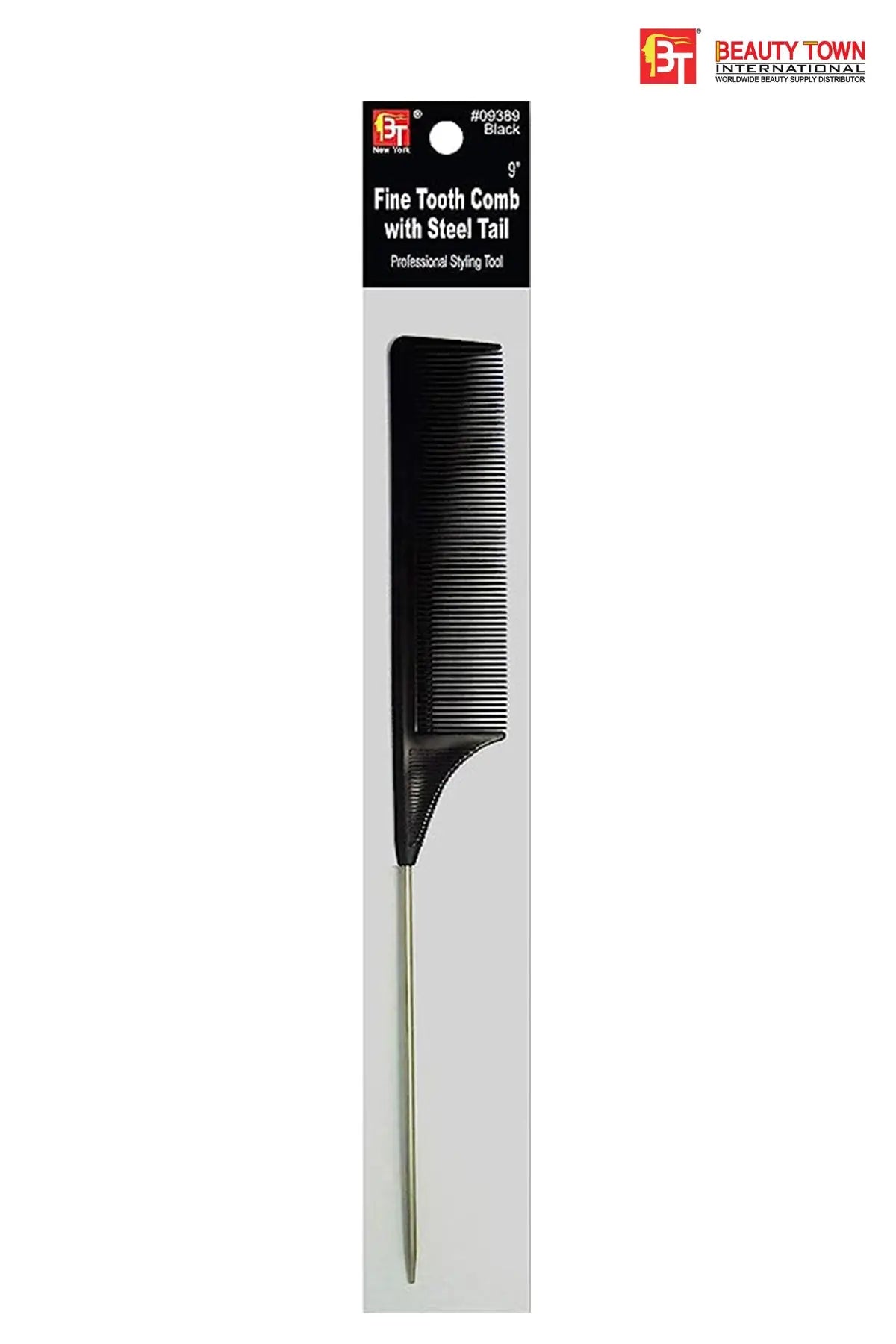 BEAUTY TOWN FINE TOOTH COMB WITH STEEL TAIL #09415 - BSW BEAUTY CANADA