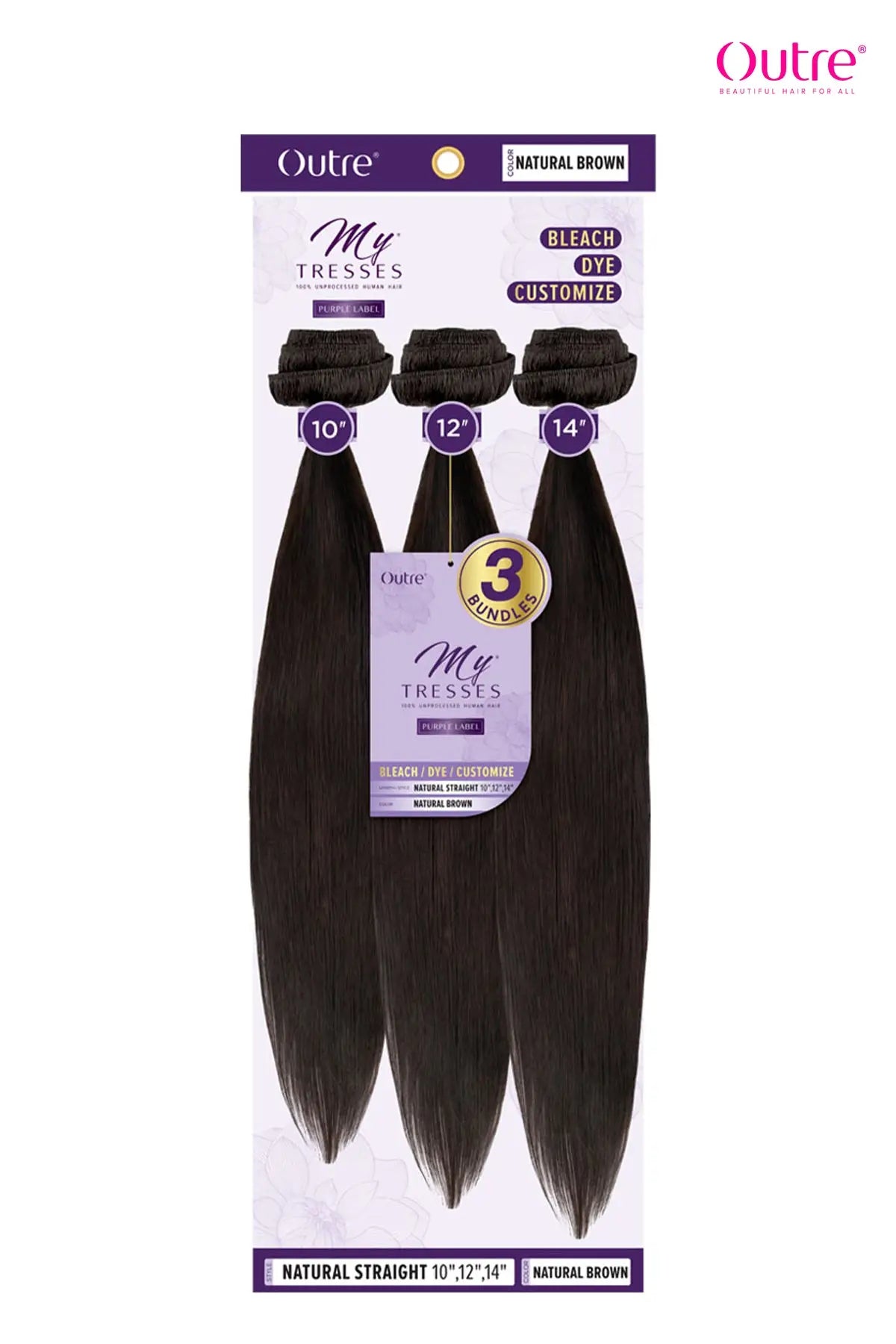 OUTRE MY TRESSES PURPLE LABEL 100% UNPROCESSED NATURAL STRAIGHT 3PCS - BSW BEAUTY CANADA