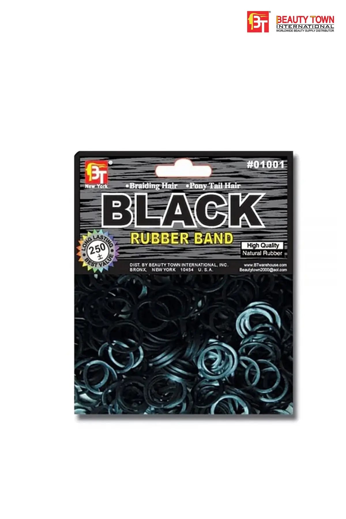 BEAUTY TOWN HIGH QUALITY RUBBER BANDS 250PCS - BLACK #1001 - BSW BEAUTY CANADA