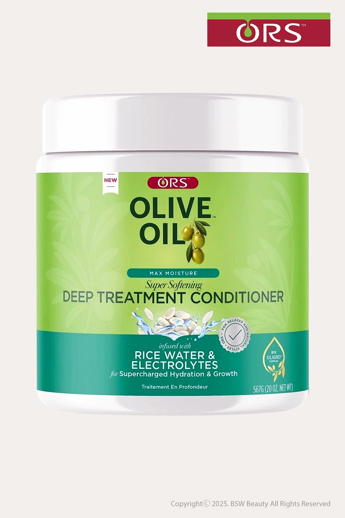 ORS MAX MOISTURE OLIVE OIL DEEP TREATMENT CONDITIONER RICE WATER & ELECTROLYTES 20oz - BSW BEAUTY CANADA
