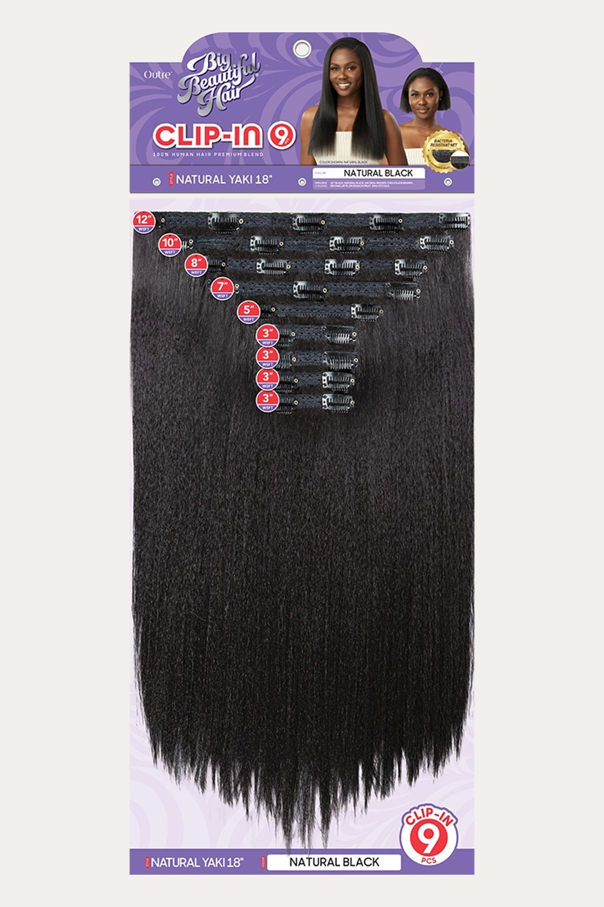 OUTRE  BIG BEAUTIFUL HAIR CLIP-IN  9PCS - NATURAL YAKI 18" - BSW BEAUTY CANADA