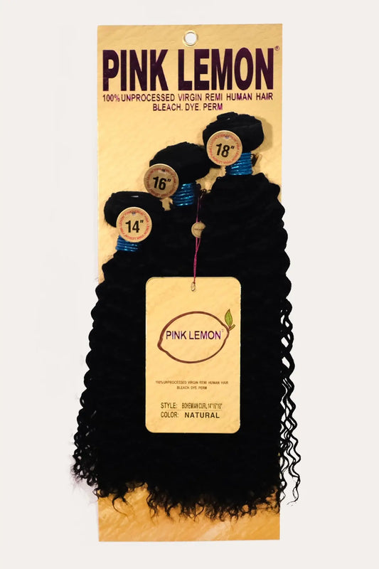 PINK LEMON 15A 100% UNRPOCESSED VIRGIN REMI HUMAN HAIR BOHEMIAN CURL PINK LEMON