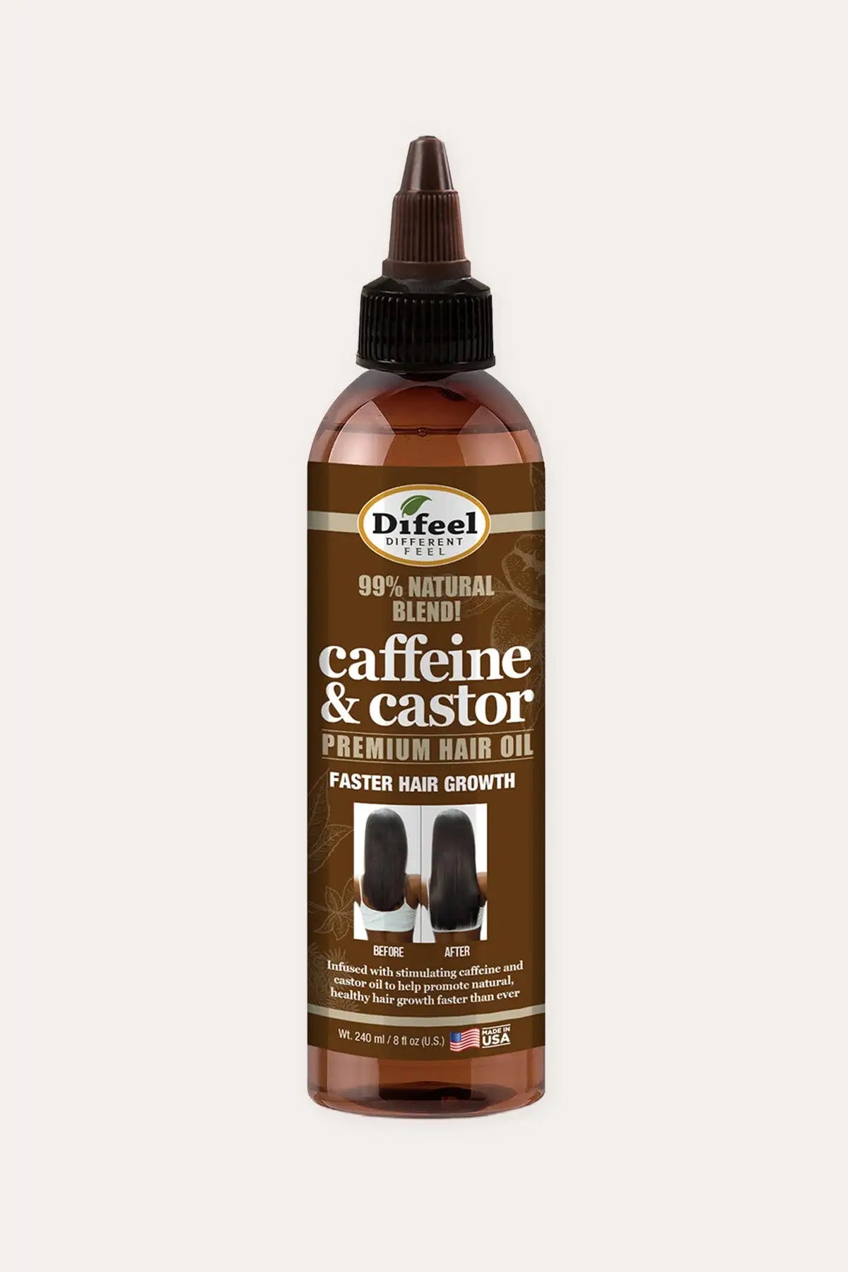 DIFEEL NATURAL BLEND CAFFEINE & CASTOR PREMIUM HAIR OIL 8oz DIFEEL