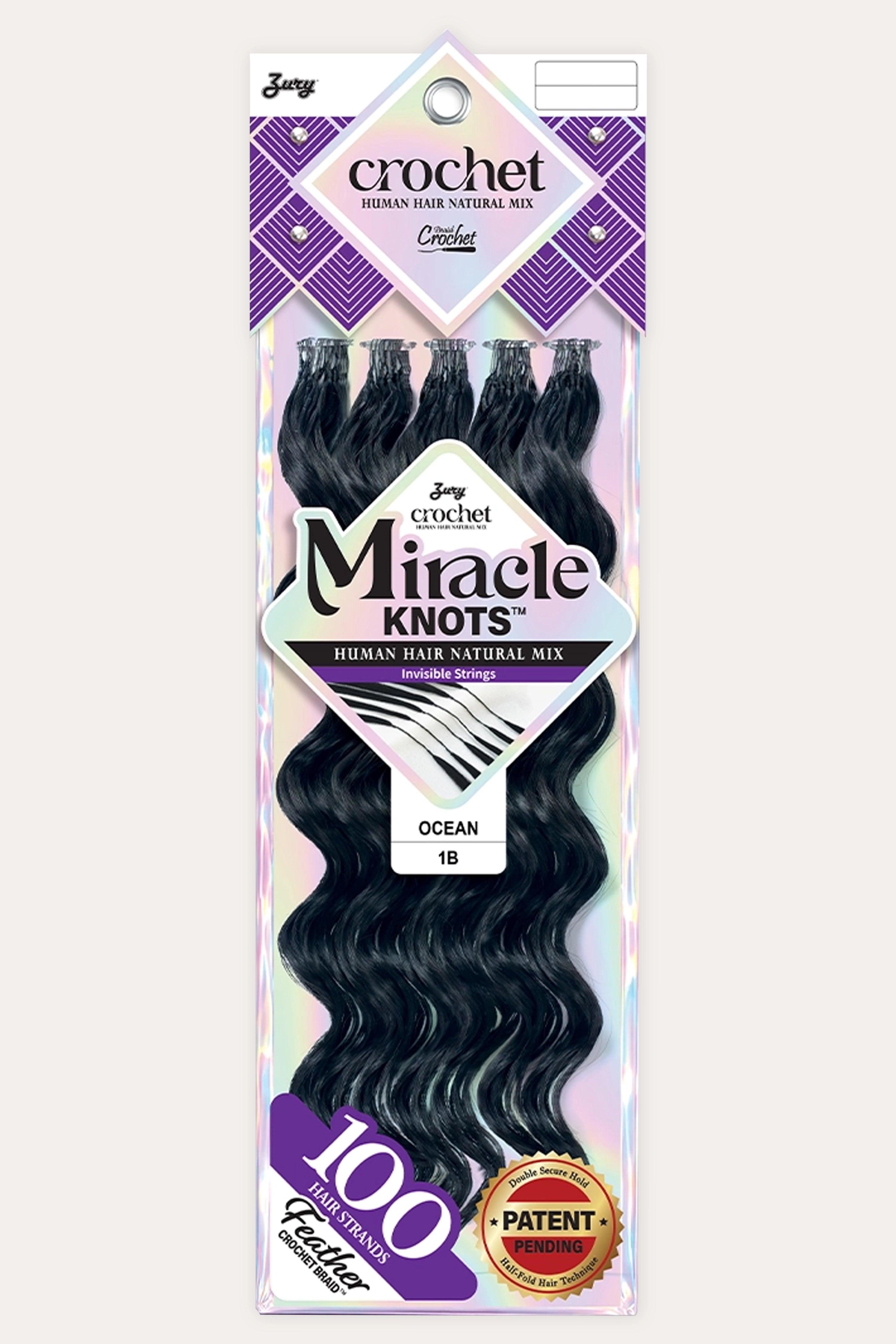 ZURY MIRACLE KNOTS FEATHER CROCHET BRAID OCEAN 18"