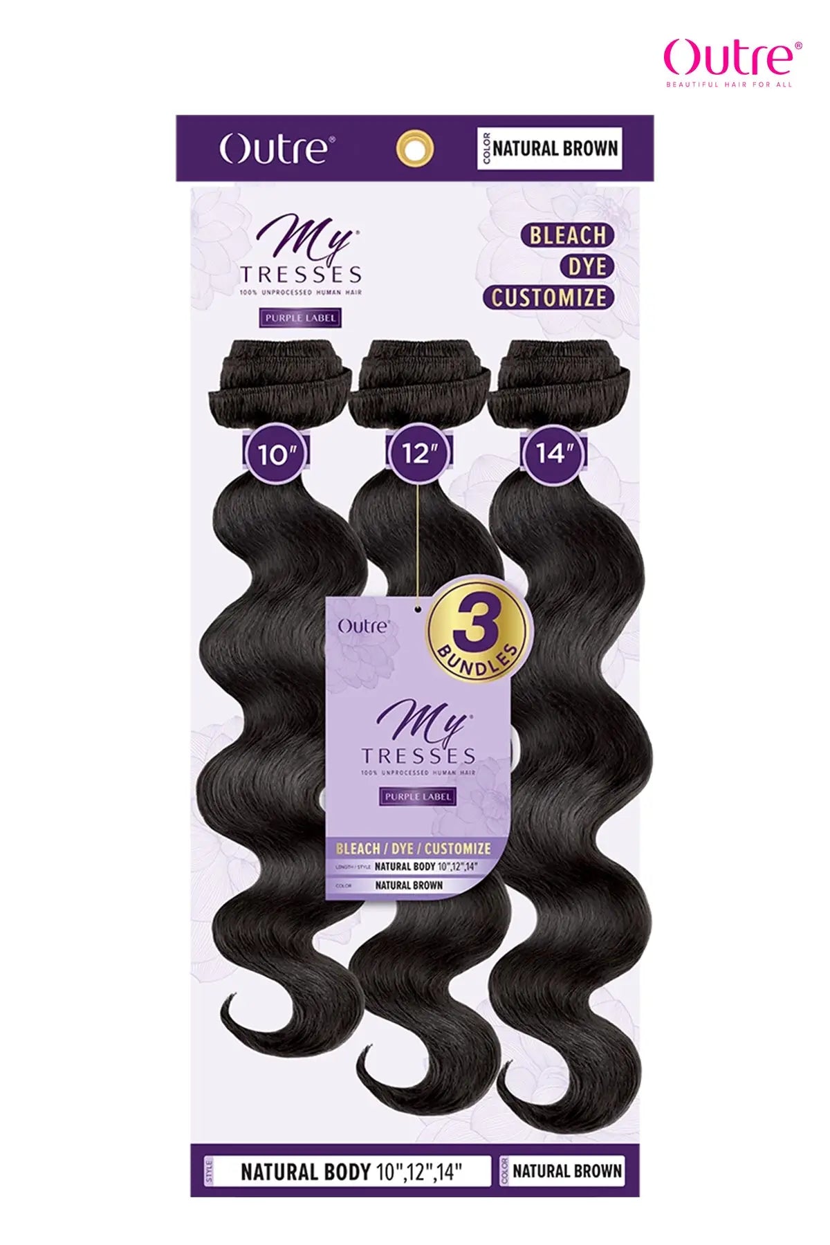 OUTRE MY TRESSES PURPLE LABEL 100% UNPROCESSED NATURAL BODY 3PCS - BSW BEAUTY CANADA