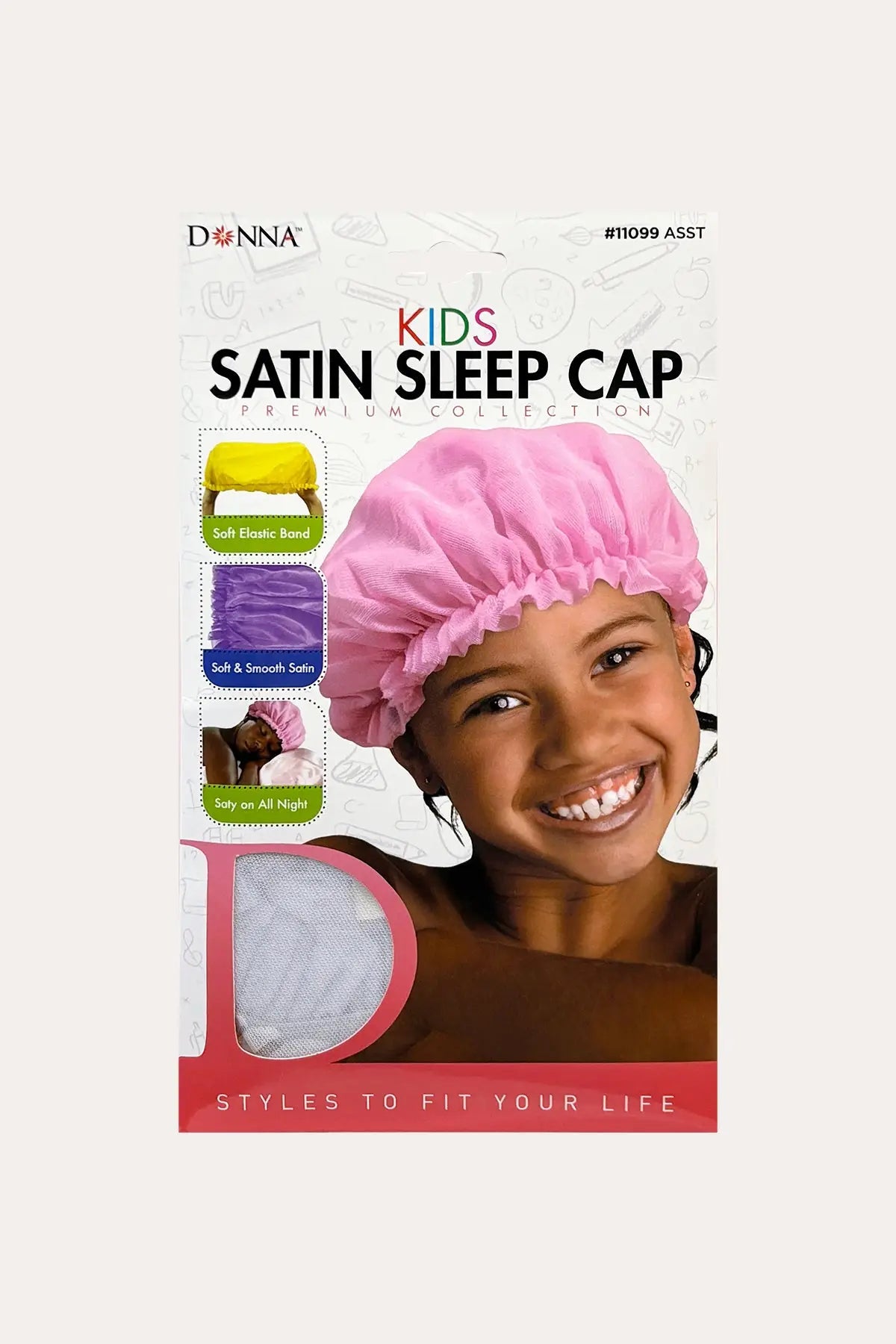 DONNA KIDS SATIN SLEEP CAP #11099 ASST - BSW BEAUTY CANADA
