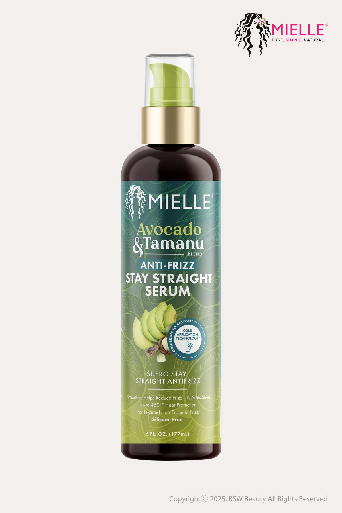 MIELLE AVOCADO & TAMANU ANTI-FRIZZ STAY STRAIGHT SERUM 6oz - BSW BEAUTY CANADA