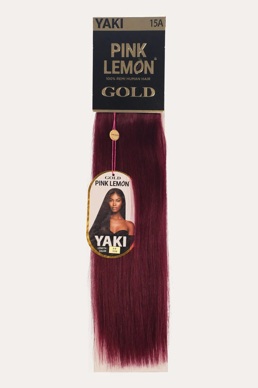PINK LEMON GOLD 100% REMI HUMAN HAIR WEAVE - YAKI 14" PINK LEMON