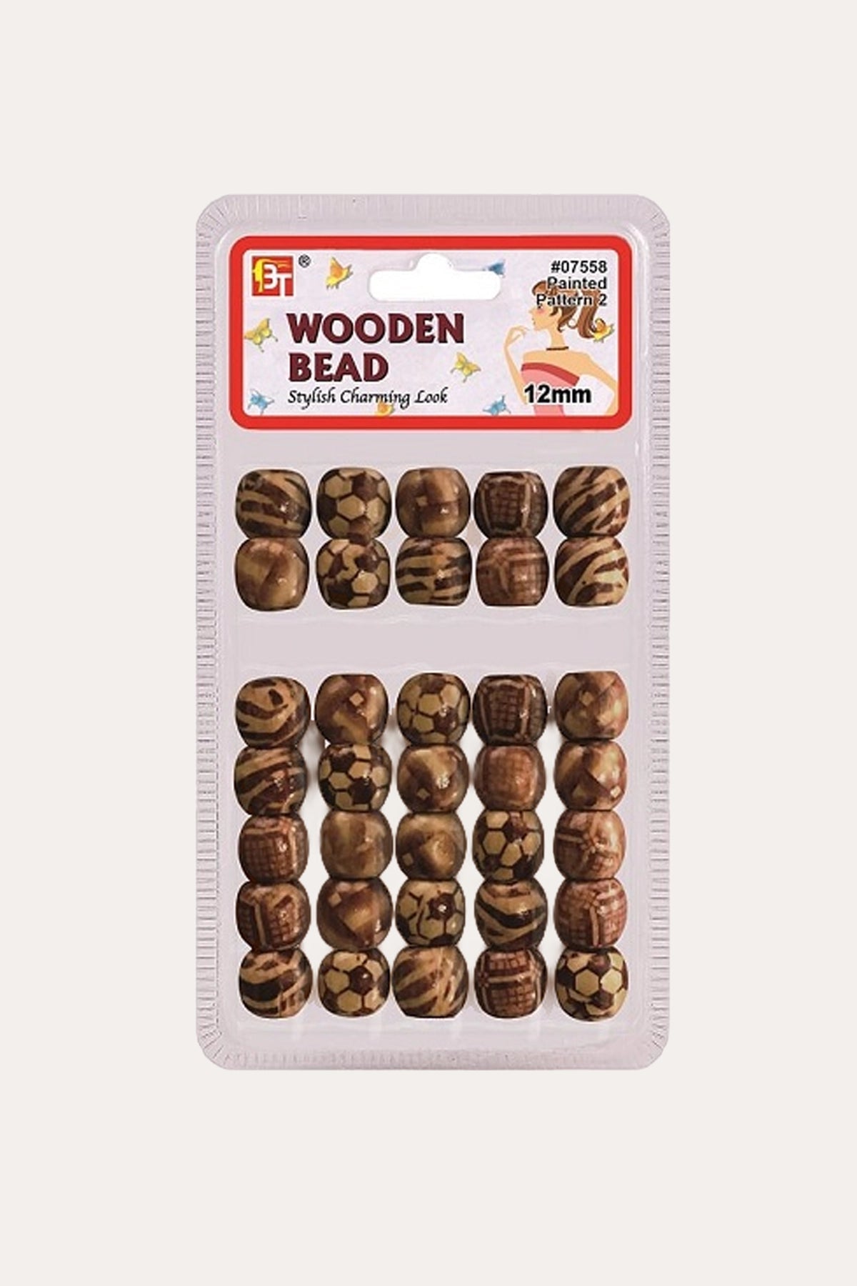 BEAUTY TOWN WOODEN BEADS #07558 BEAUTY TOWN