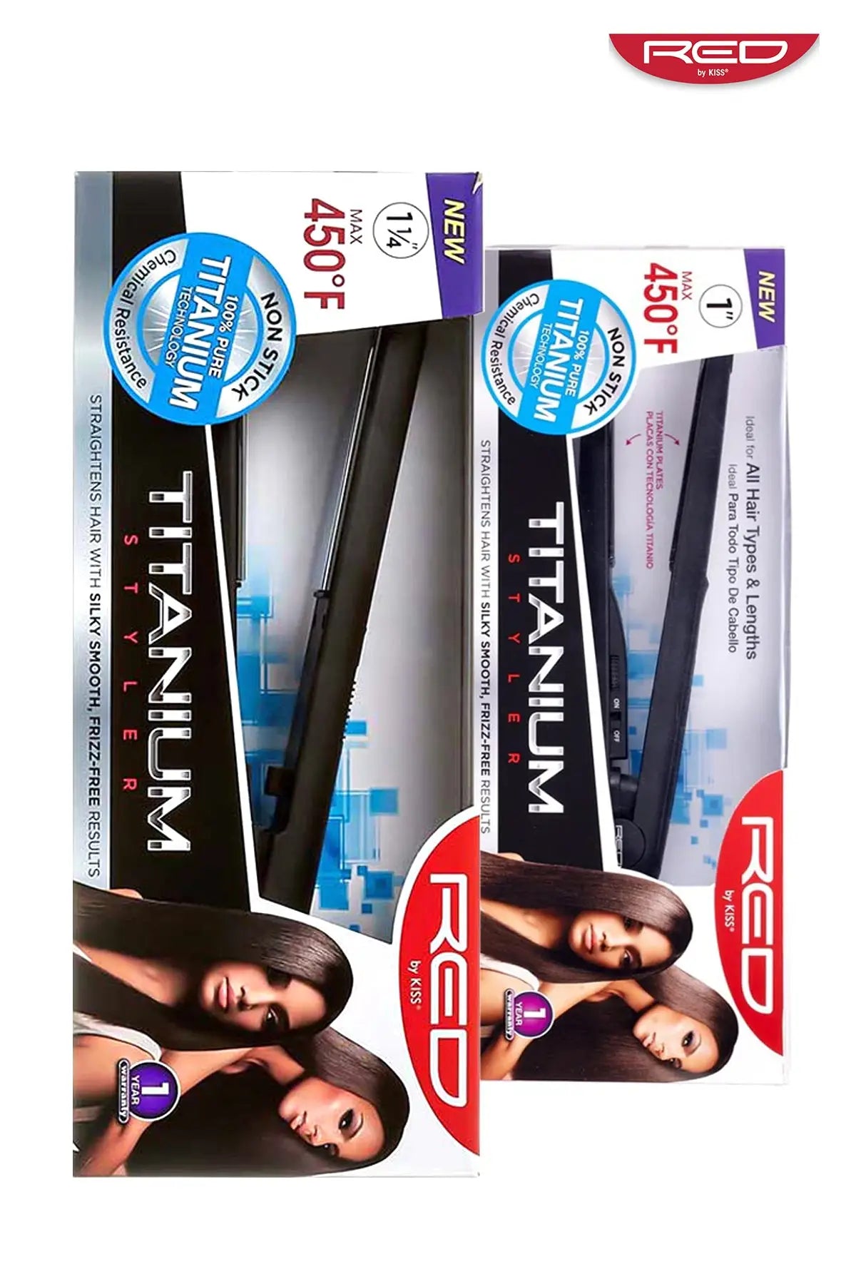 RED BY KISS TITANIUM FLAT IRON 1 & 1 1/4 - BSW BEAUTY CANADA
