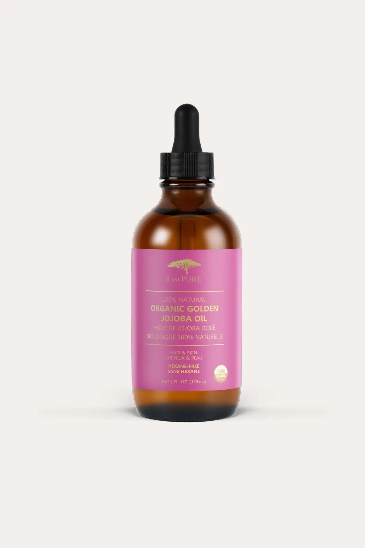 I AM PURE 100% NATURAL ORGANIC GOLDEN JOJOBA OIL 4oz I AM PURE