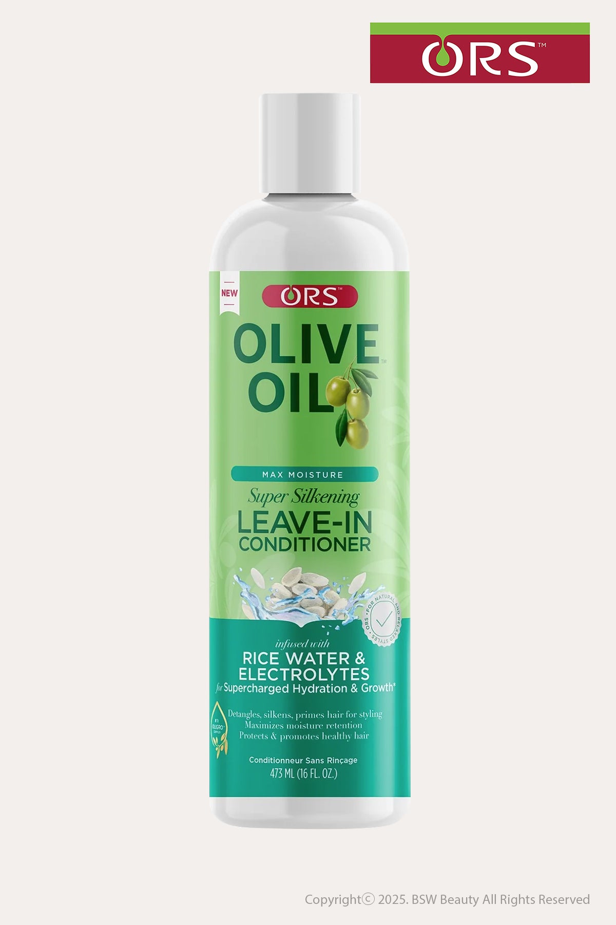 ORS MAX MOISTURE OLIVE OIL LEAVE-IN CONDITIONER RICE WATER & ELECTROLYTES 16oz - BSW BEAUTY CANADA