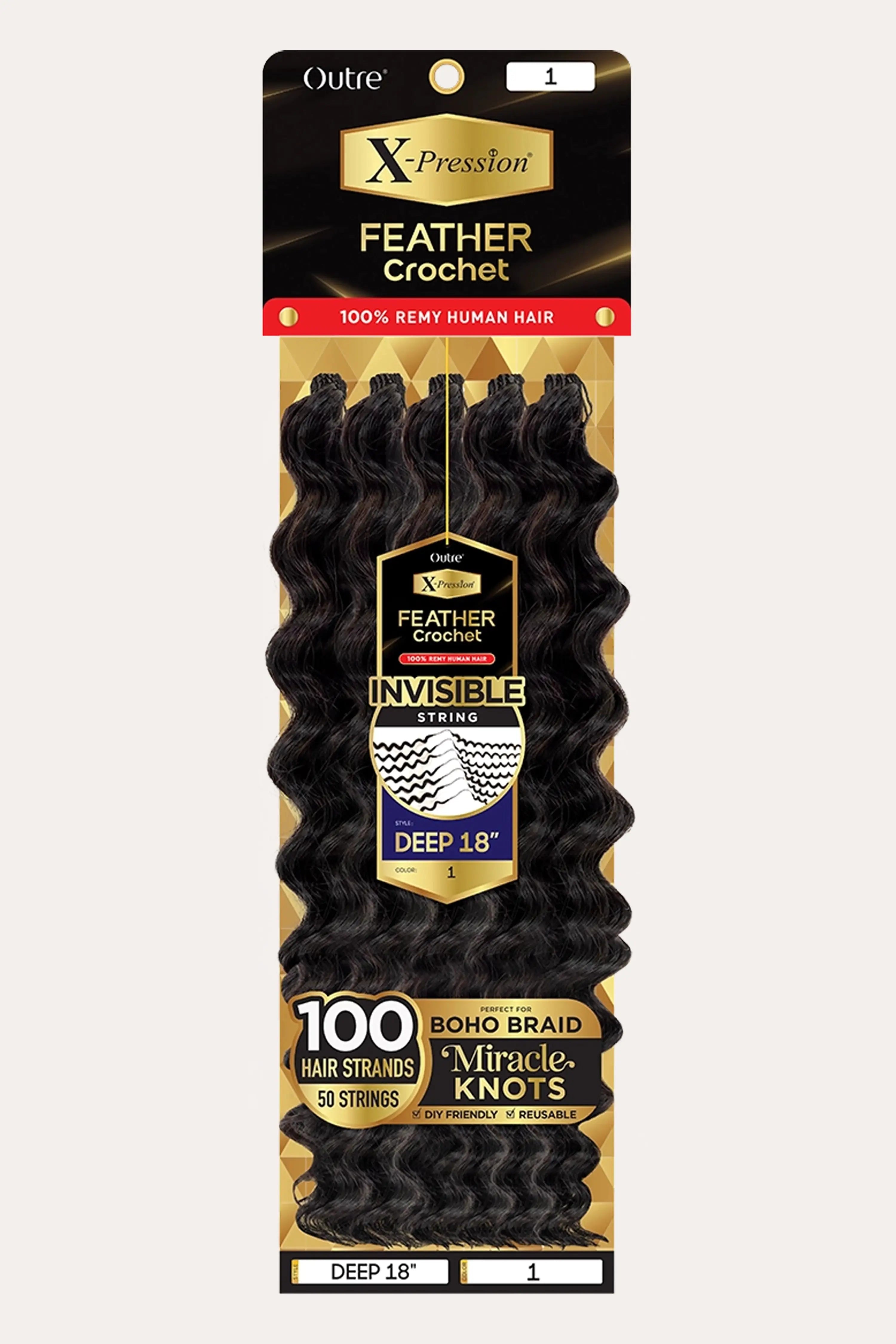 OUTRE X-PRESSION HUMAN HAIR FEATHER CROCHET - DEEP 18 OUTRE