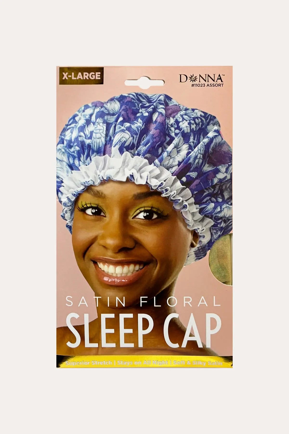 DONNA CAP SATIN FLORAL SLEEP CAP X-LARGE ASSORT #11023 - BSW BEAUTY CANADA