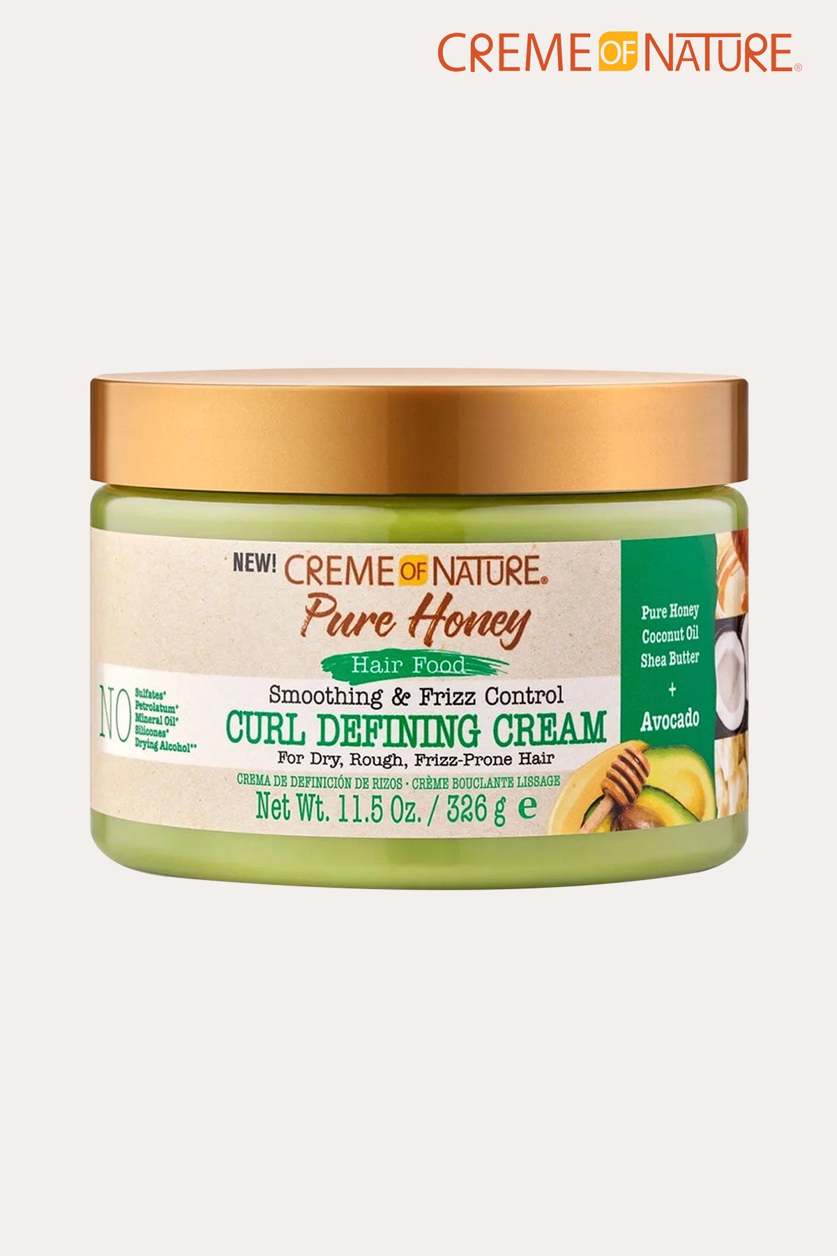 CREME OF NATURE PURE HONEY HAIR FOOD SMOOTHING & FRIZZ CONTROL CURL DEFINING CREAM AVOCADO 11.5oz - BSW BEAUTY CANADA