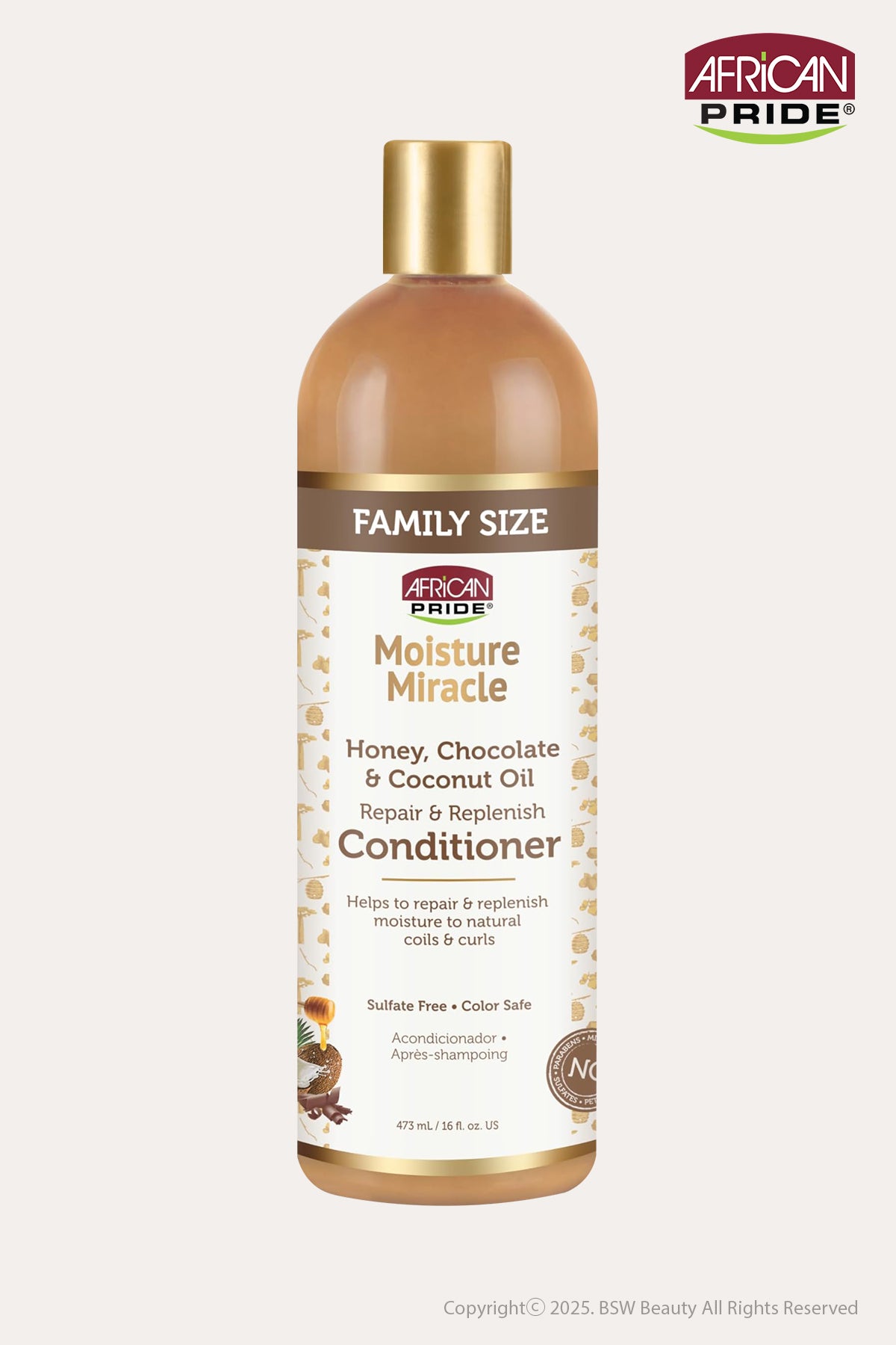 AFRICAN PRIDE MOISTURE MIRACLE HONEY CHOCOLATE & COCONUT OIL CONDITIONER 16oz - BSW BEAUTY CANADA