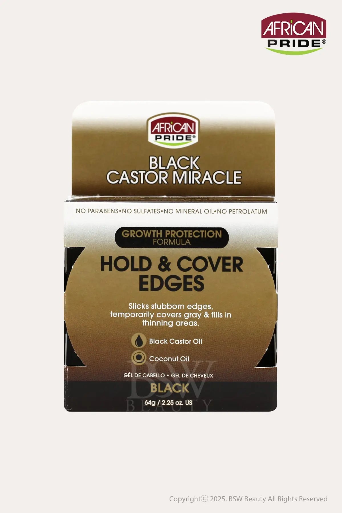AFRICAN PRIDE BLACK CASTOR MIRACLE HOLD & COVER EDGES 2.25oz