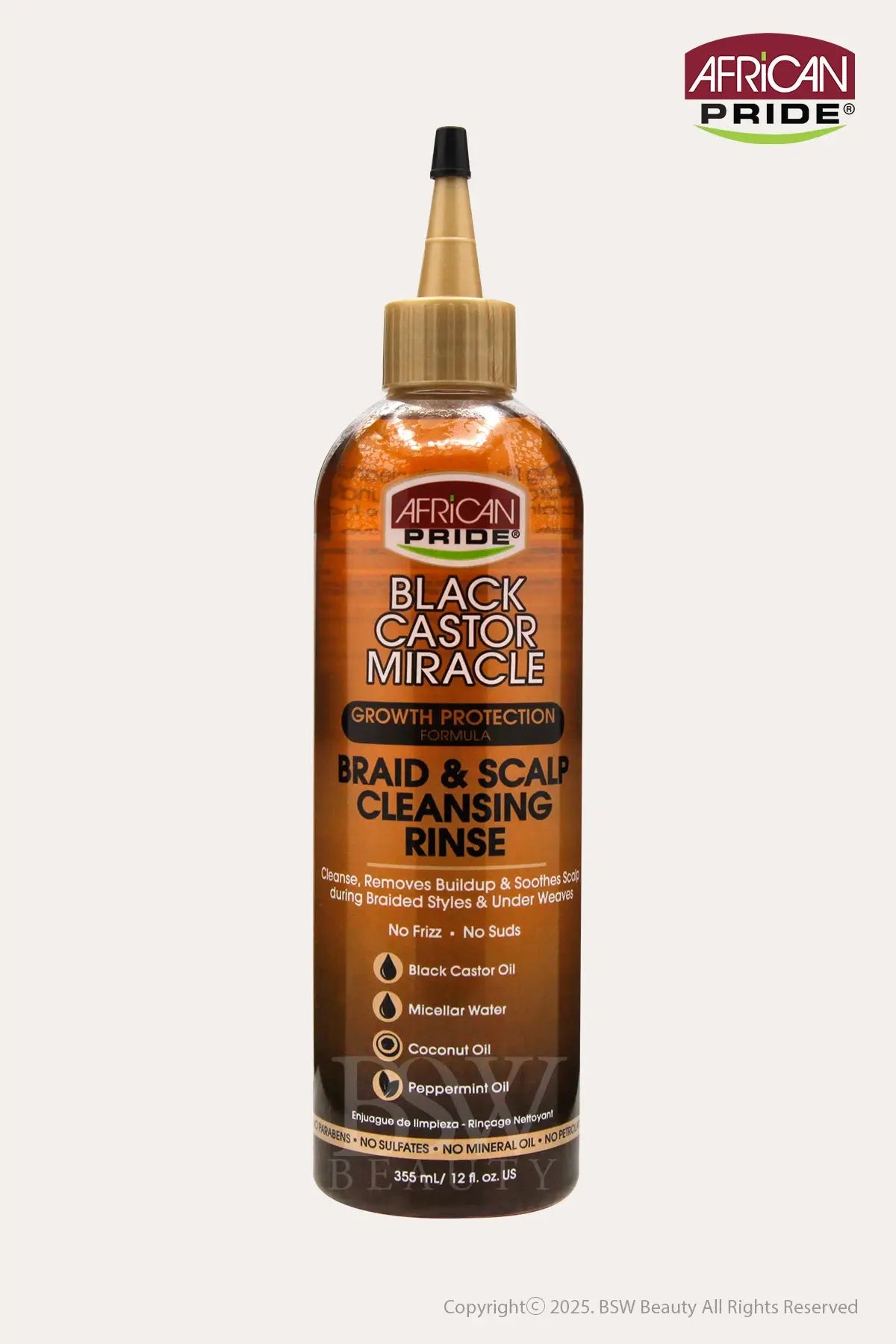AFRICAN PRIDE BLACK CASTOR MIRACLE GROWTH PROTECTION FORMULA BRAID & SCALP CLEANSING RINSE 12oz - BSW BEAUTY CANADA