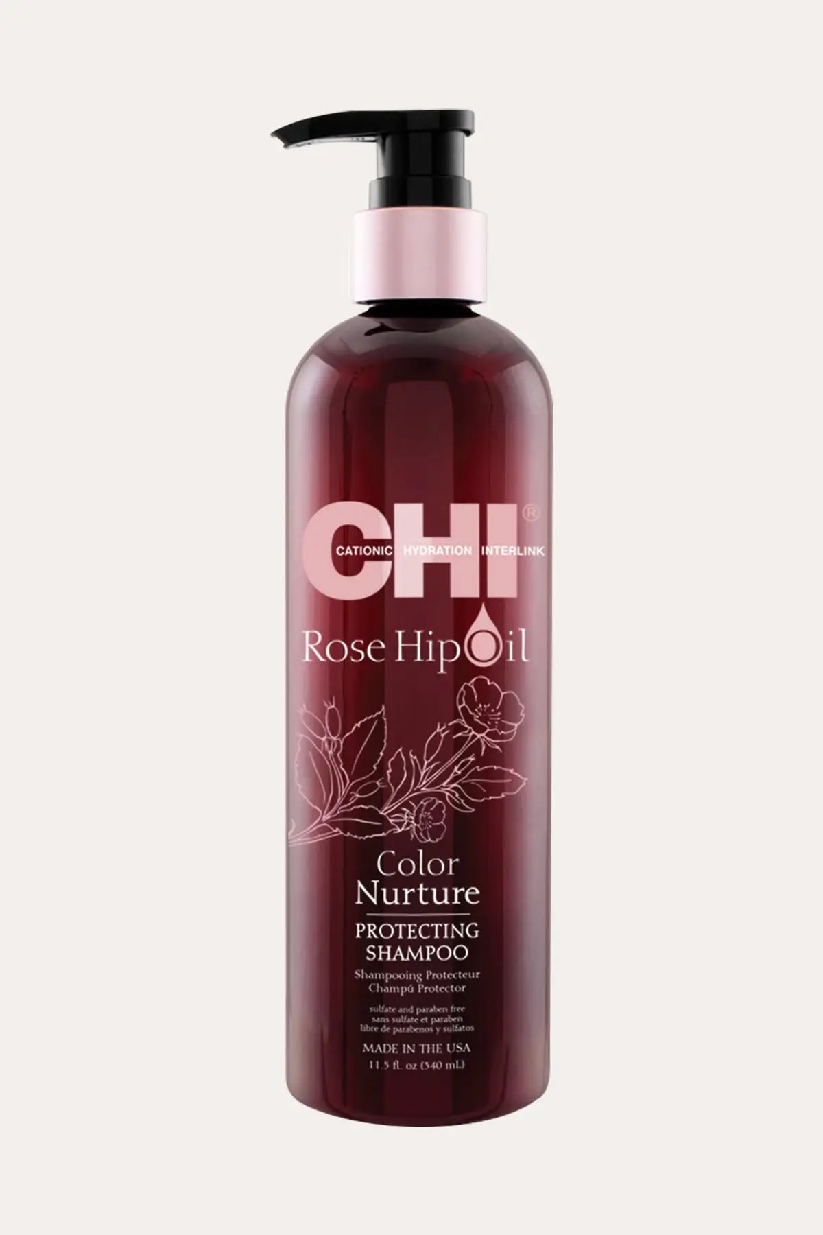 CHI ROSE HIP OIL COLOR NURTURE PROTECTING SHAMPOO 11.5oz - BSW BEAUTY CANADA