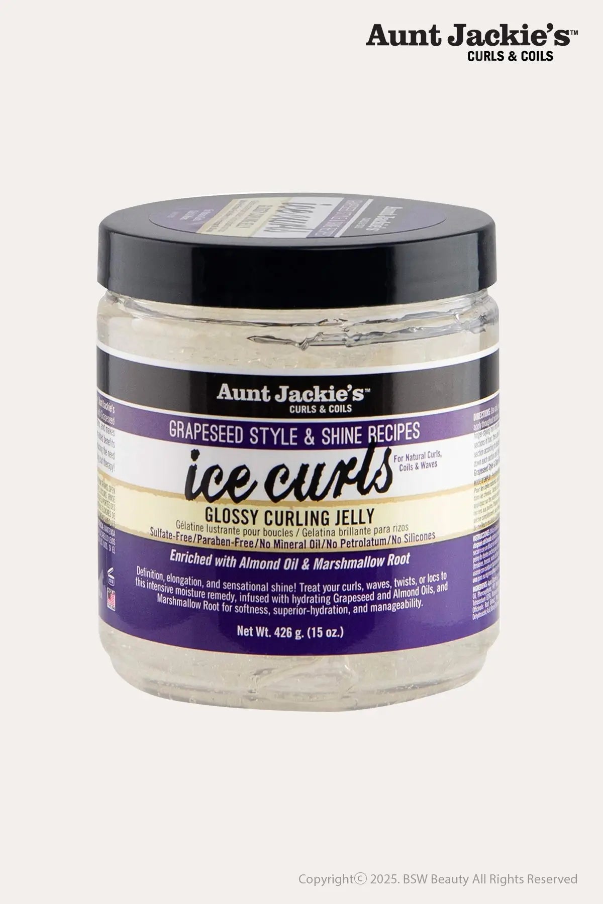 AUNT JACKIE'S GRAPESEED STYLE & SHINE RECIPES ICE CURLS CLOSSY CURLING JELLY 15oz - BSW BEAUTY CANADA