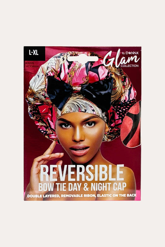 DONNA REVERSIBLE BOW TIE GLAM SILKY DAY & NIGHT CAP L/XL - BSW BEAUTY CANADA