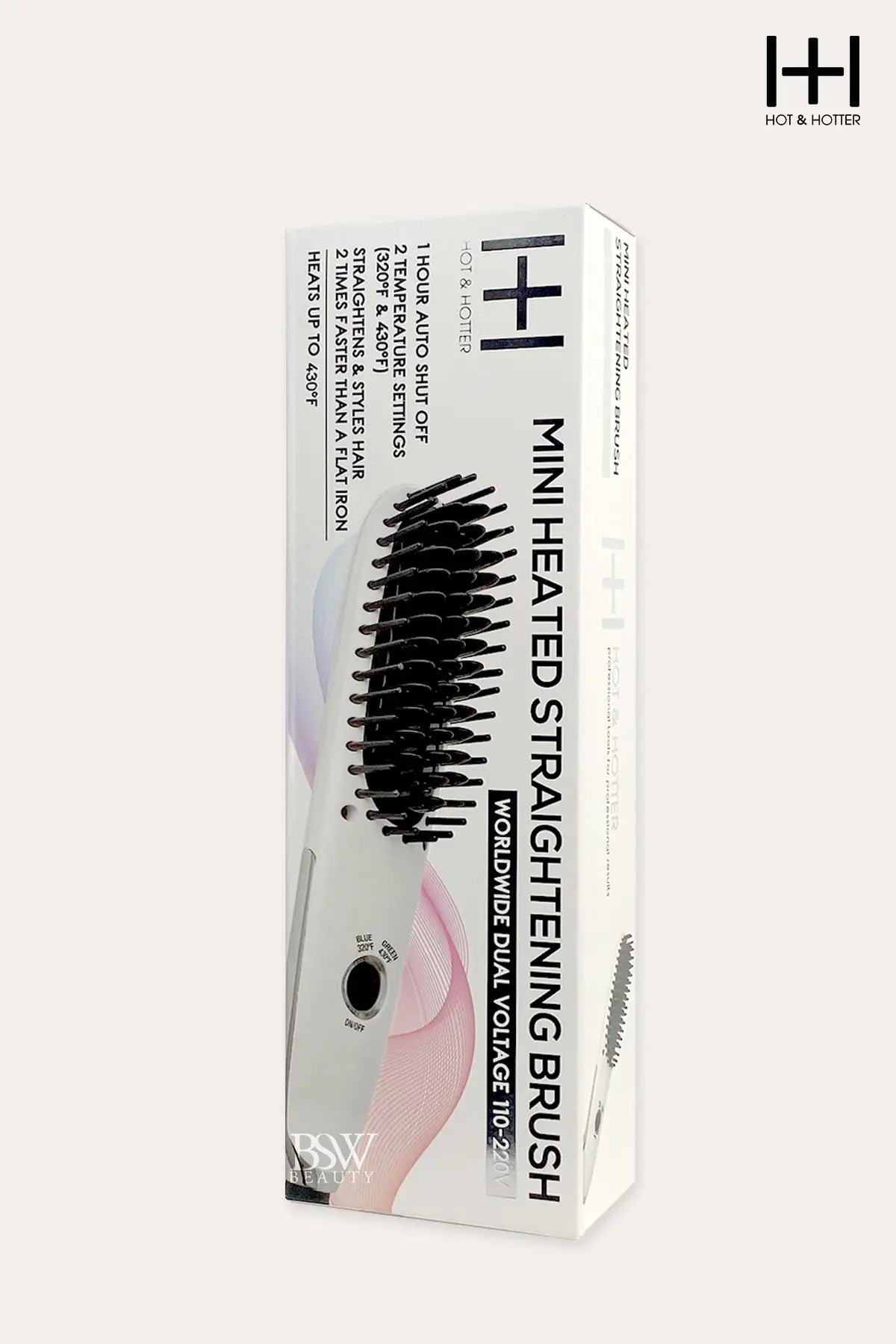 HOT & HOTTER MINI HEATED STRAIGHTENING BRUSH WHITE #ANN5952 - BSW BEAUTY CANADA